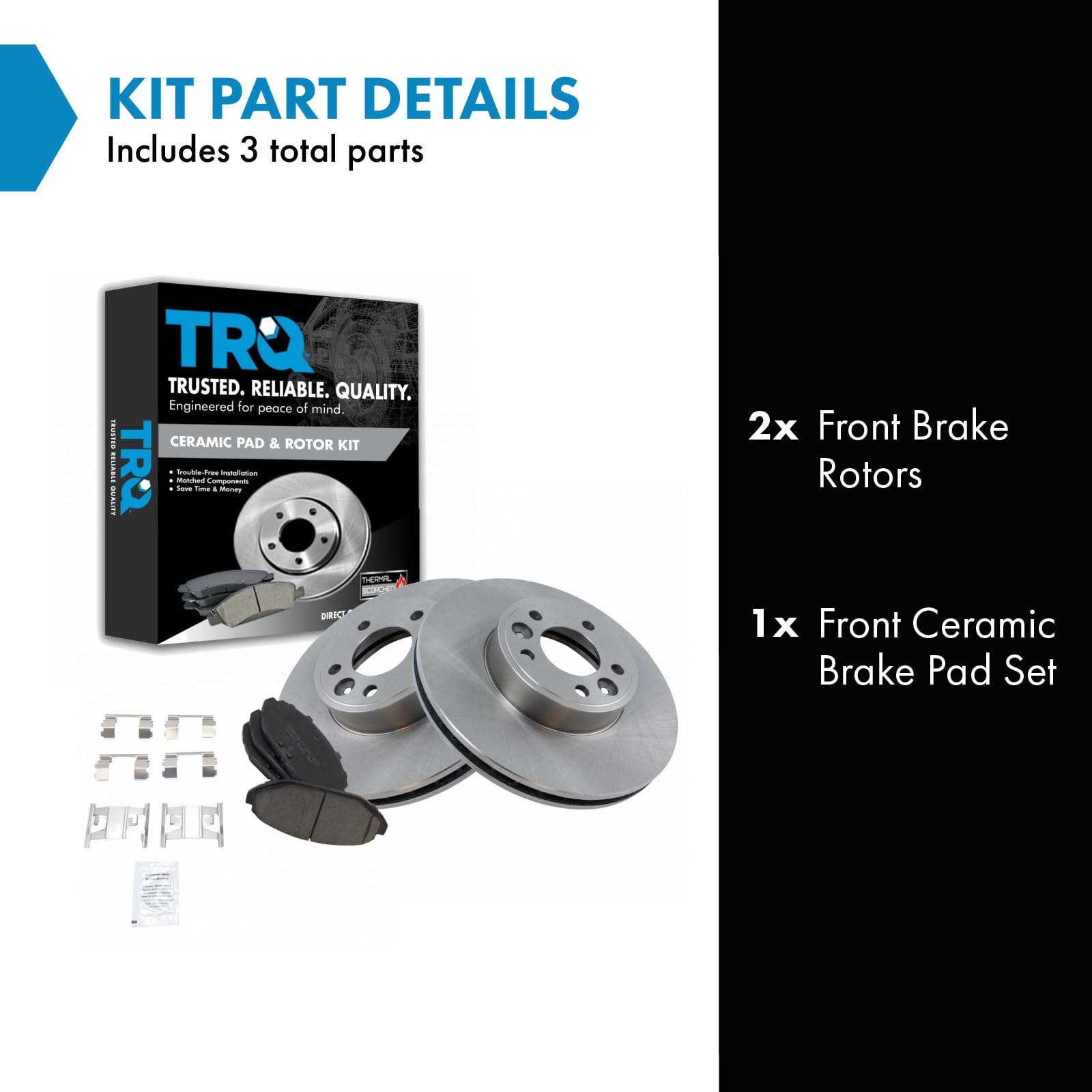 Trq Front Brake Pad & Rotor Kit Brake Pads Brake Rotor Ceramic Compatible With 1998-2002 Ford Crown Victoria Lincoln Town Car Me