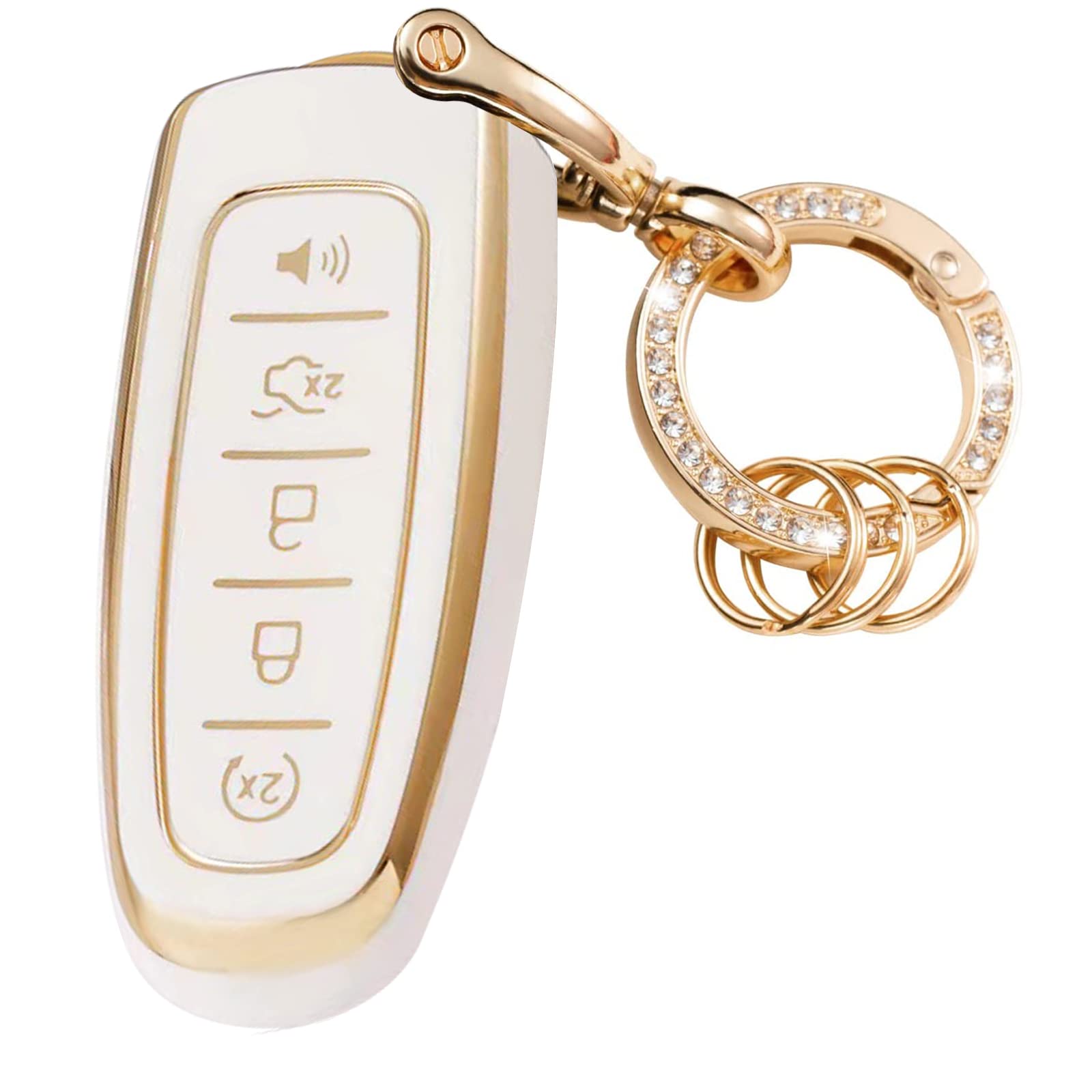 Wsauto Key Fob Cover With Metal Keychain Compatible With Ford C-Max Edge Escape Expedition Explorer Flex Focus Taurus Lincoln Mk