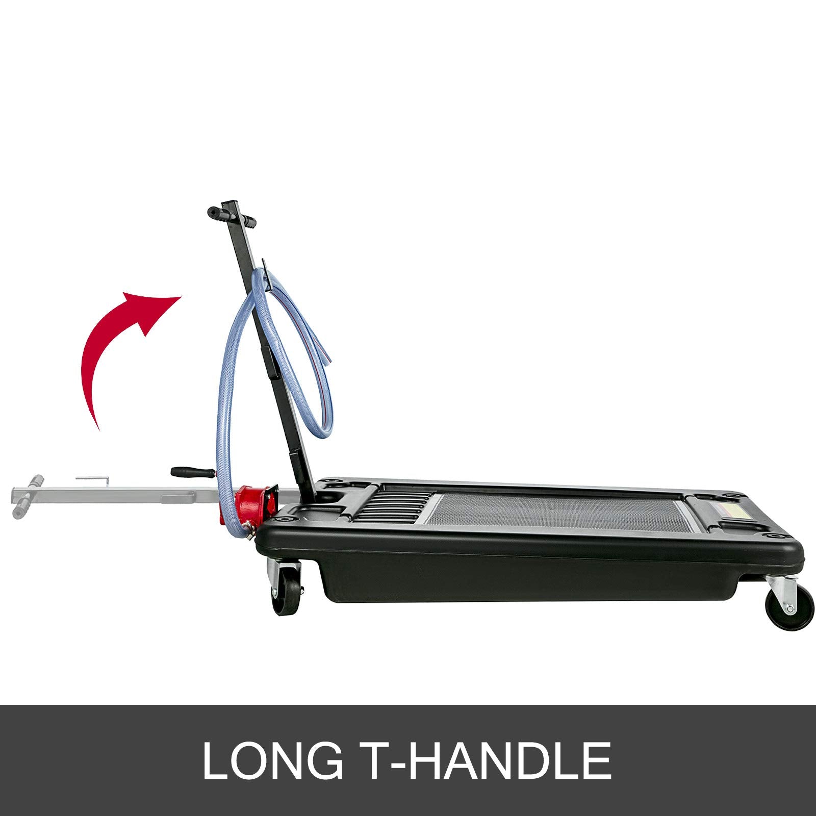 Bestauto Oil Drain Pan, 17 Gallon Oil Drain Pan With Pump, 64L Low Profile Oil Drain Pan With 8' Hose & Swivel Casters For Suv Car And Trucks Oil Draining