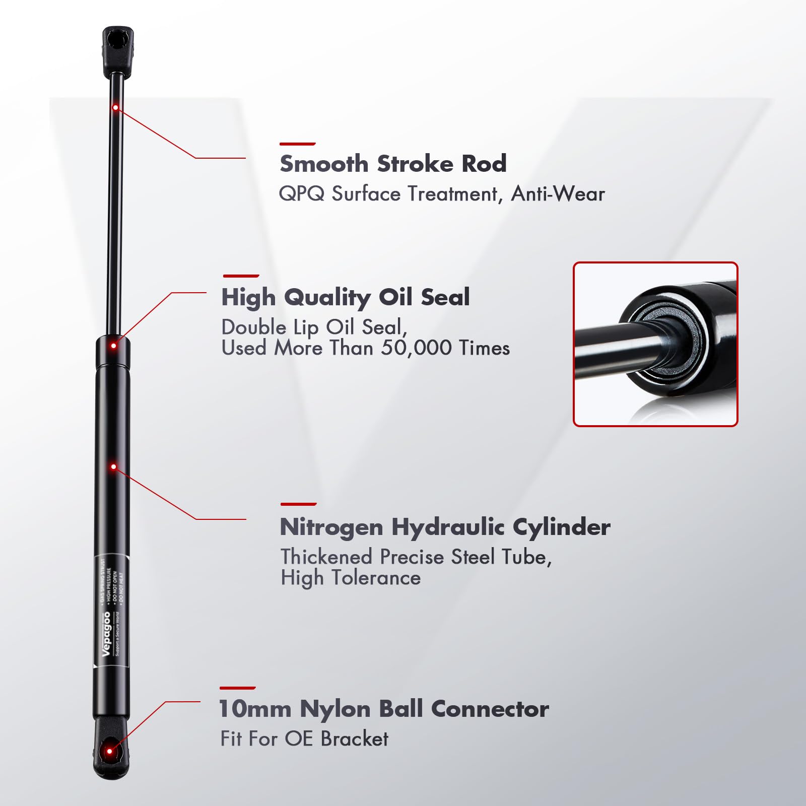 Vepagoo 11 inch 35Lb/156N Gas Strut Shock for Truck Tool Box Lid, Weatherguard Toolbox Lift Support Camper Topper Window Cadet D