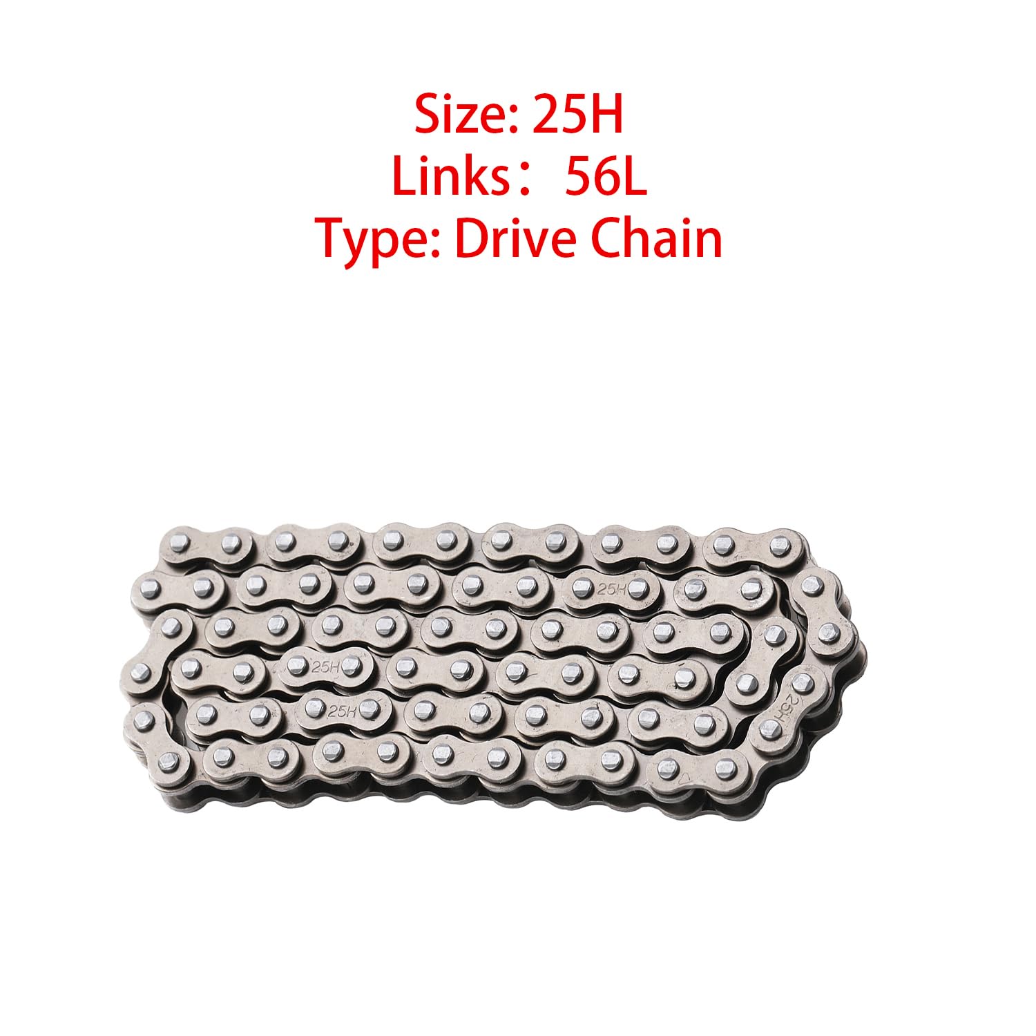 KAMIER #25 Roller Chain 56 Links with 5pcs Master Links Heavy Duty for Razor Crazy Cart Shift XL DLX Ground Force Drifter Kids E