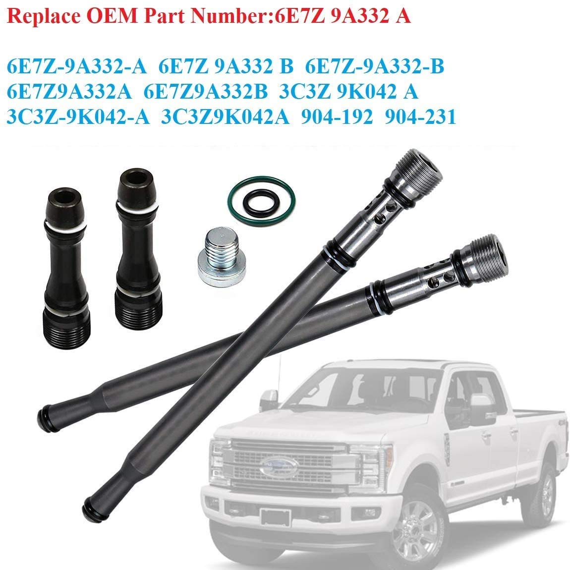 6E7Z-9A332-B fit for Ford Fuel Supply Tube,Stand Pipe & Dummy Plug Kit Replacement for 2004-2010 Ford 6.0L Powerstroke E/F-Serie