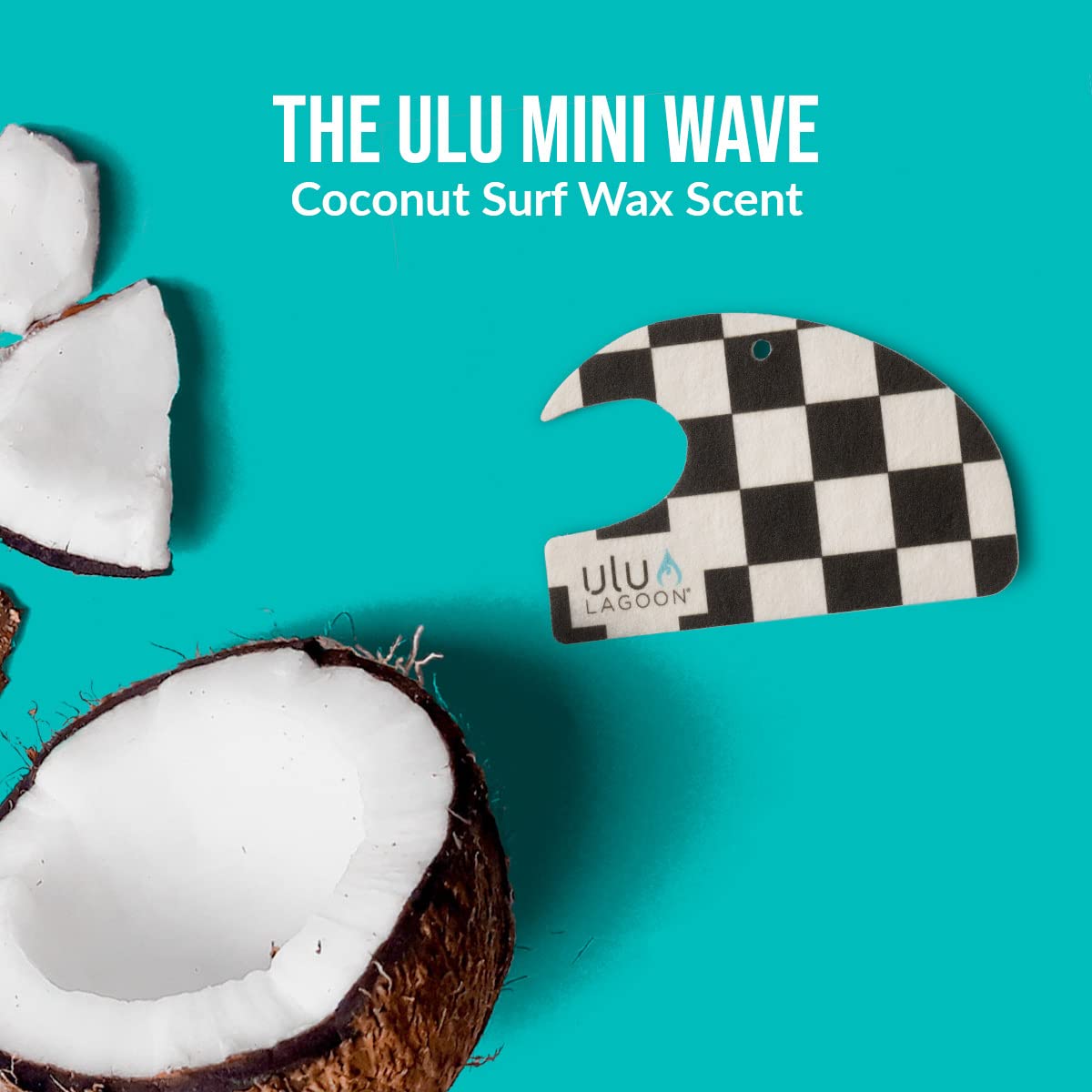 Ulu Lagoon Coconut Surf Wax Scent Mini Wave Air Freshener (Black/White Checker)