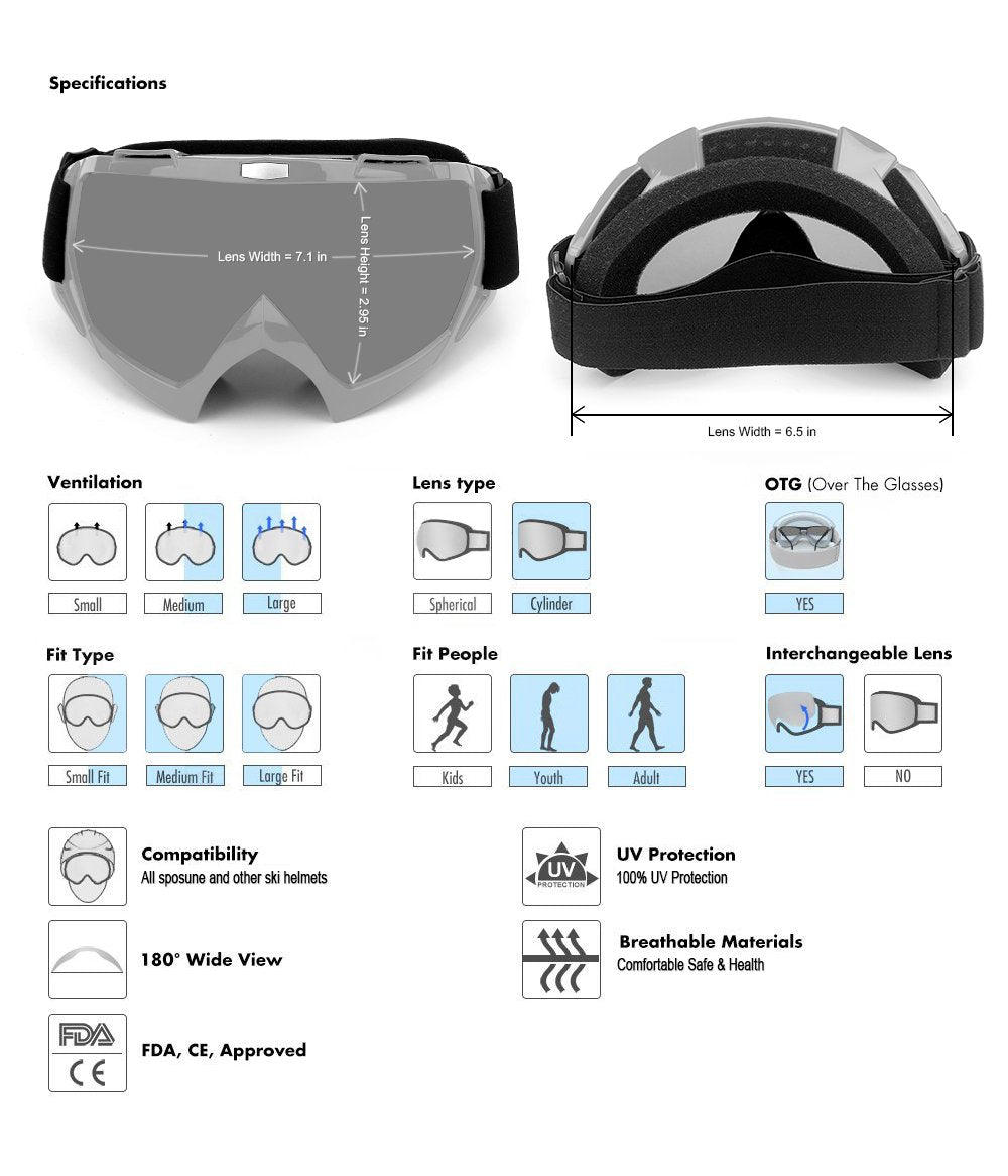 Sposune Dirt Bike Atv Goggles - Uv400 Motorcycle Motocross Riding Goggles, Windproof Dustproof For Adults Men Women Youth