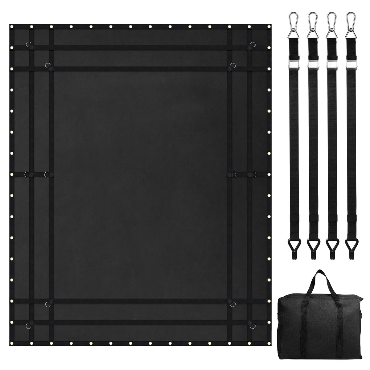 VEVOR Waterproof Cargo Net, 120 in x 105 in, Heavy Duty Truck Cargo Net-(WLL) 700lbs, 4 Adjustable Straps with Carabiners & S-Ho