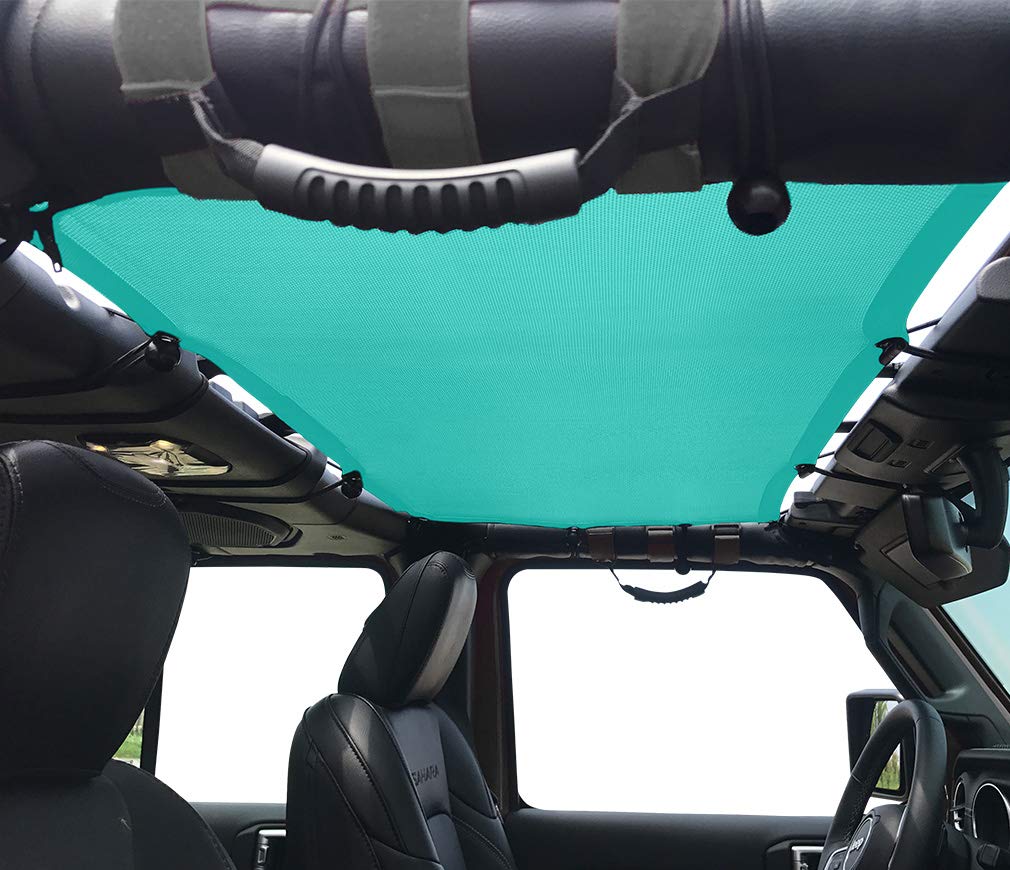 Shadeidea Sun Shade Top For Jeep Wrangler Jl, Jl 2 Door Jlu 4 Door (2018-2023) Top Sun Shade, Jlu 4D Front - Tiff Blue Mesh Scre