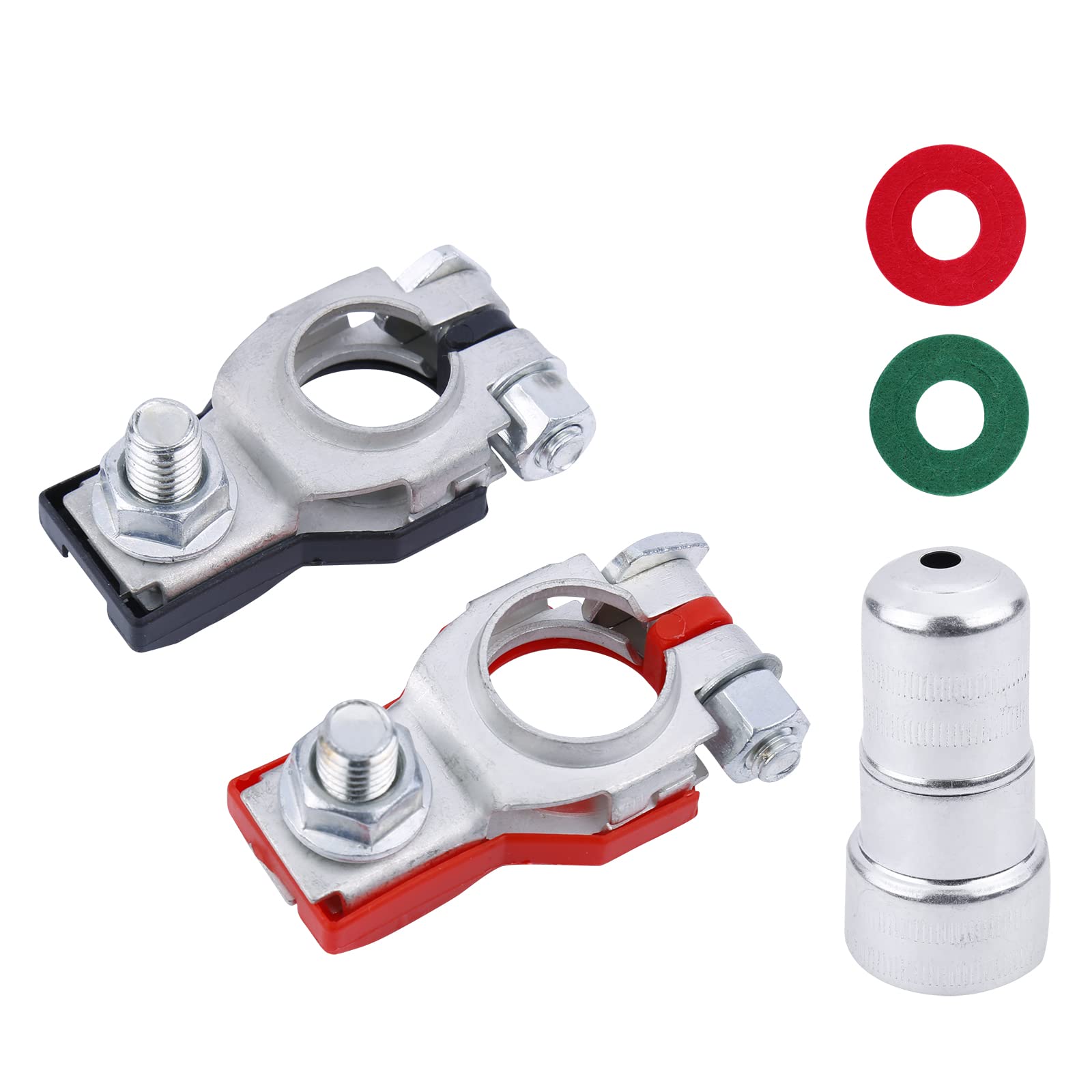 Battery Terminal Connectors(1 Pair), Positive & Negative Auto Battery Cable Terminal Top Post With Plastic Bottoms(Copper Tinned),Fit For Nissan 243407F000,243407F001 Altima Murano Etc