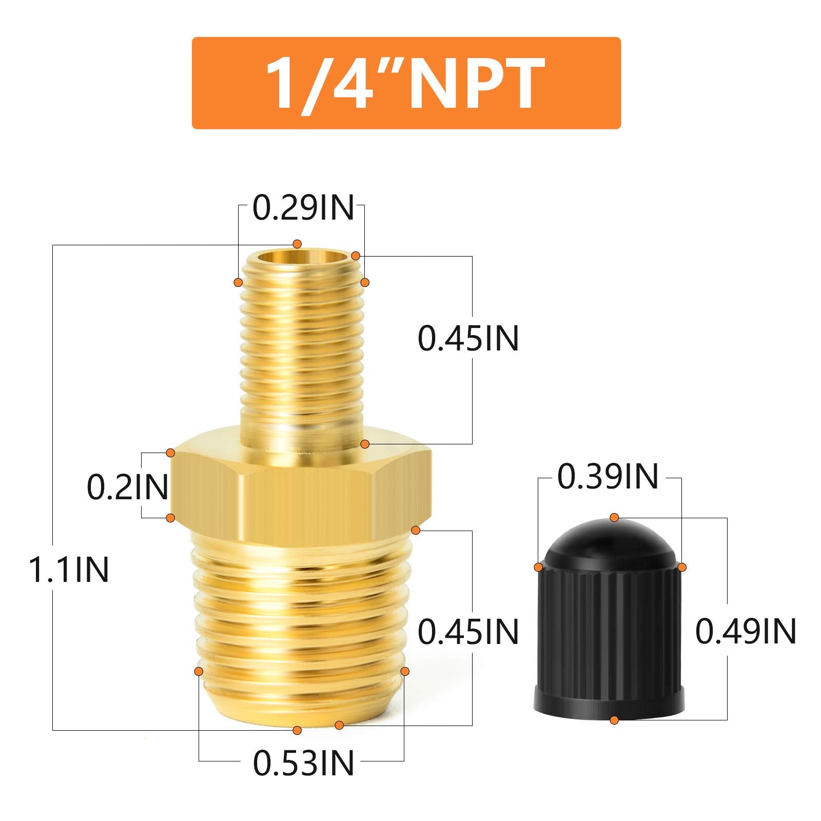 Gasher 6Pcs 1/4'' Npt Tank Valve Anti-Corrosion Brass Schrader Valve With 1/4'' Male Npt,Using With Air Compressor Tanks
