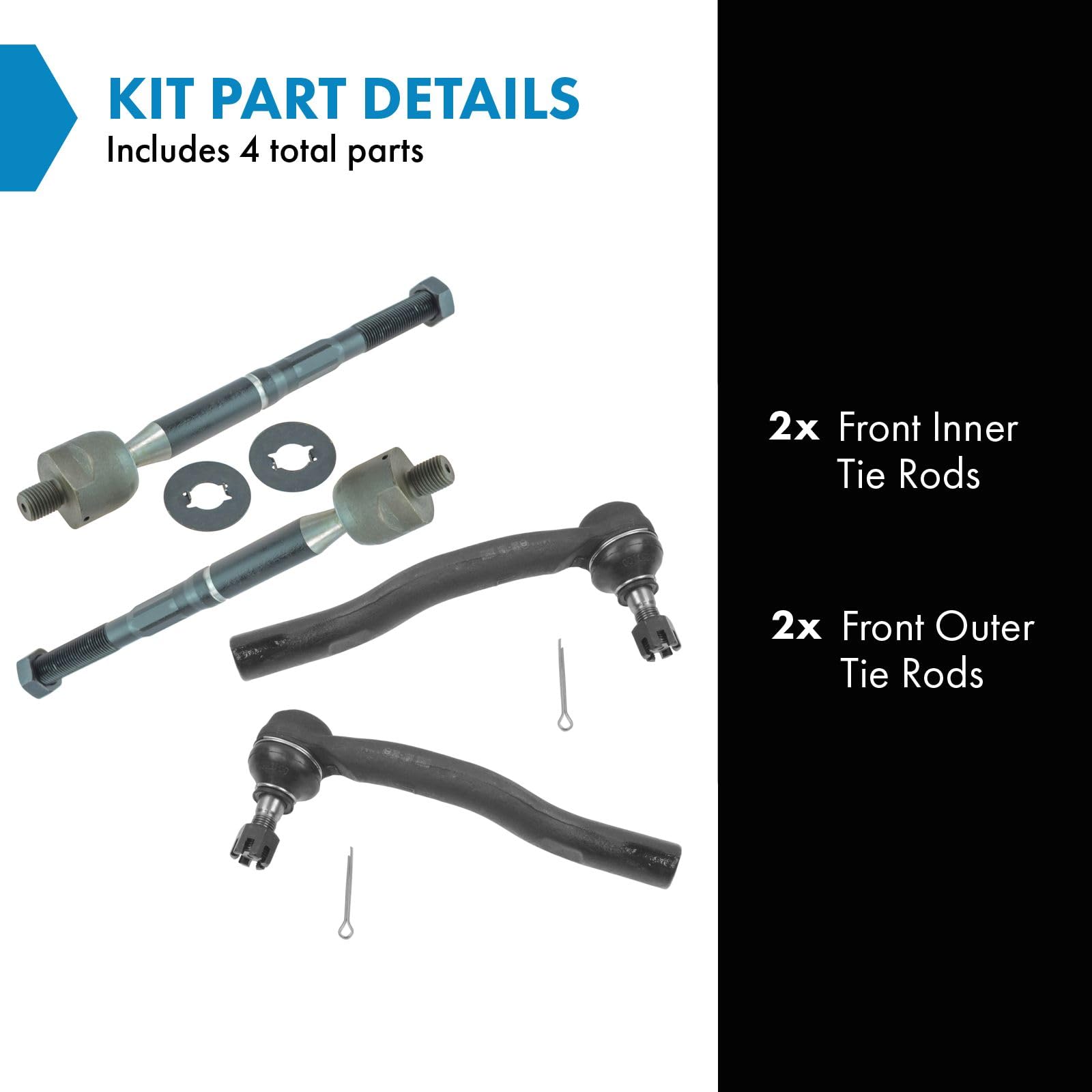 Trq Front Tie Rod Set Compatible With 2001-2003 Toyota Highlander