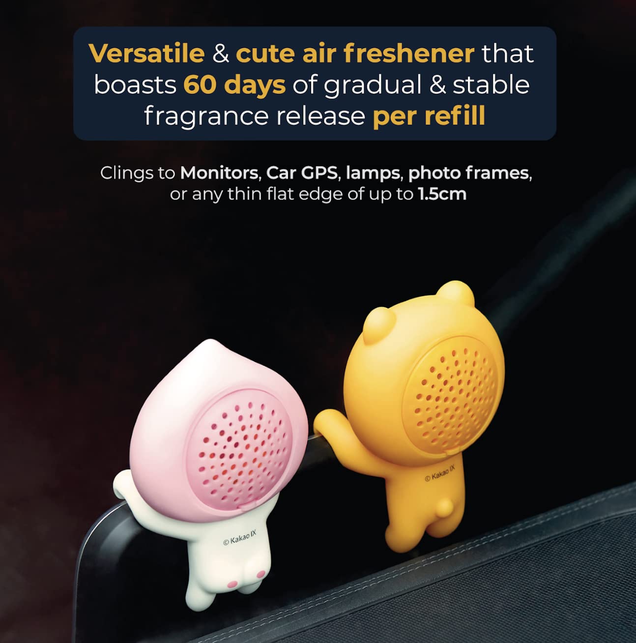 Aura Monitor-Mounted Air Freshener, Ryan (Blue Sky, 0.15Fl Oz) - Odor Fighting For Car, Laptop, Tv, Home. Kakao Friends Figurine