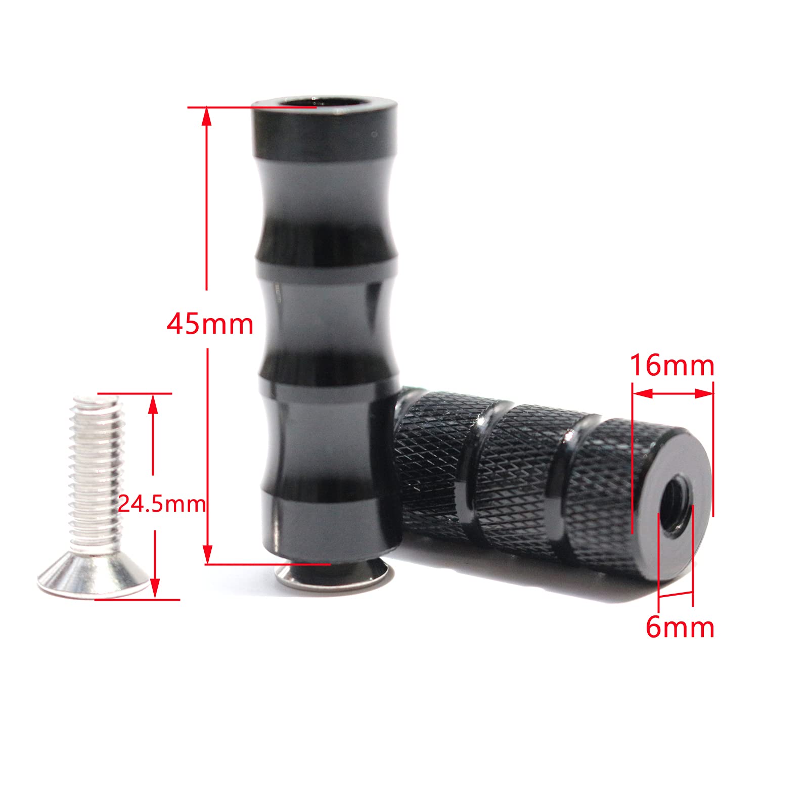 CNC Motorcycle Knurled Shifter Peg Anti-Skid Gear Shift Brake Lever Foot Pegs Pedal 6mm Hole Front Footrests Footpeg Rearsets Fo