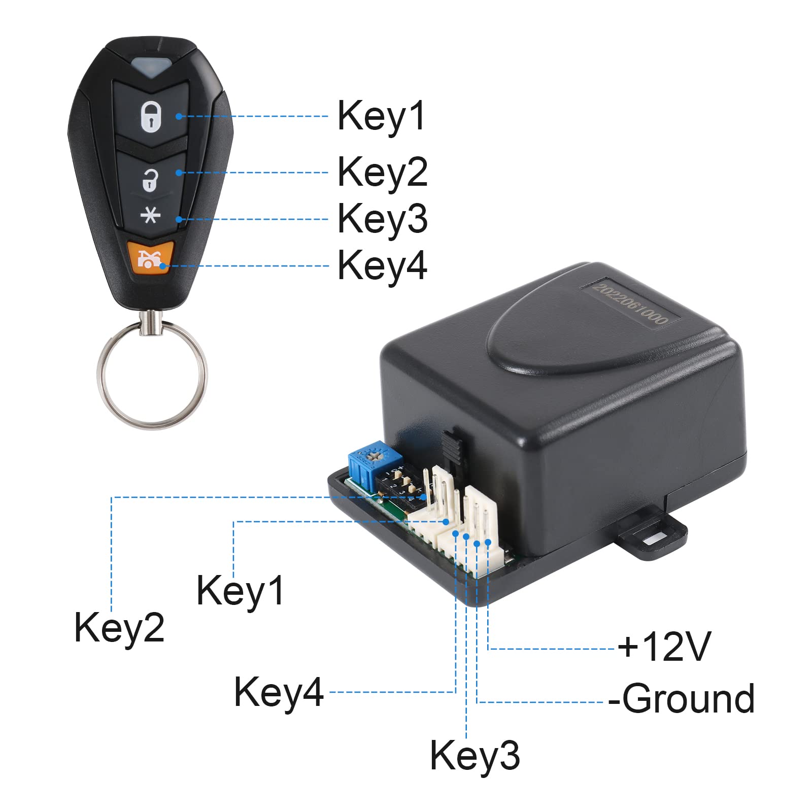 CARMOCAR Shaved Handle Door Popper Kit - 2 Door Remote System, 85 lb Capacity, Yellow