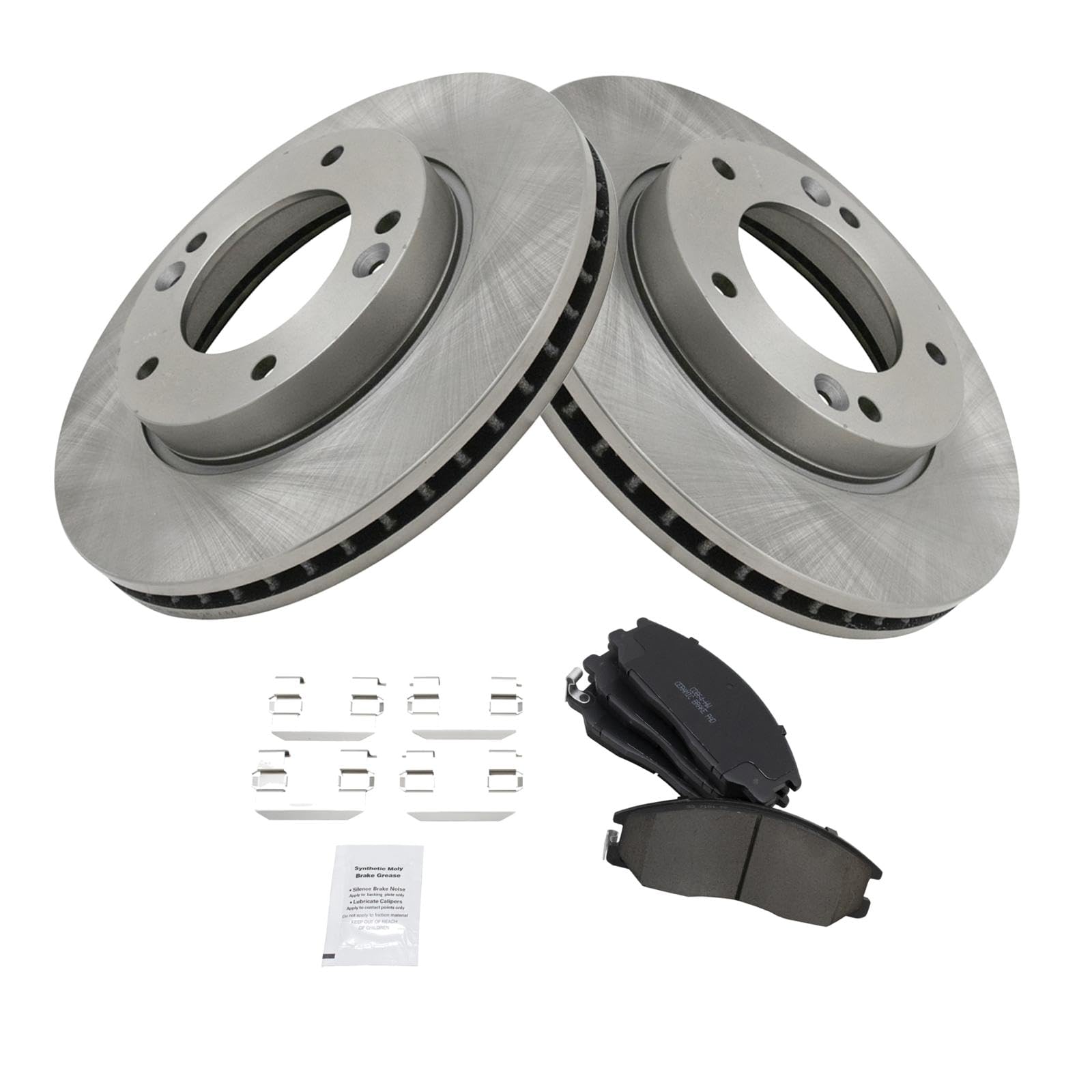 Trq Front Brake Pad & Rotor Kit Brake Pads Brake Rotor Ceramic Compatible With 2007-2009 Kia Sorento
