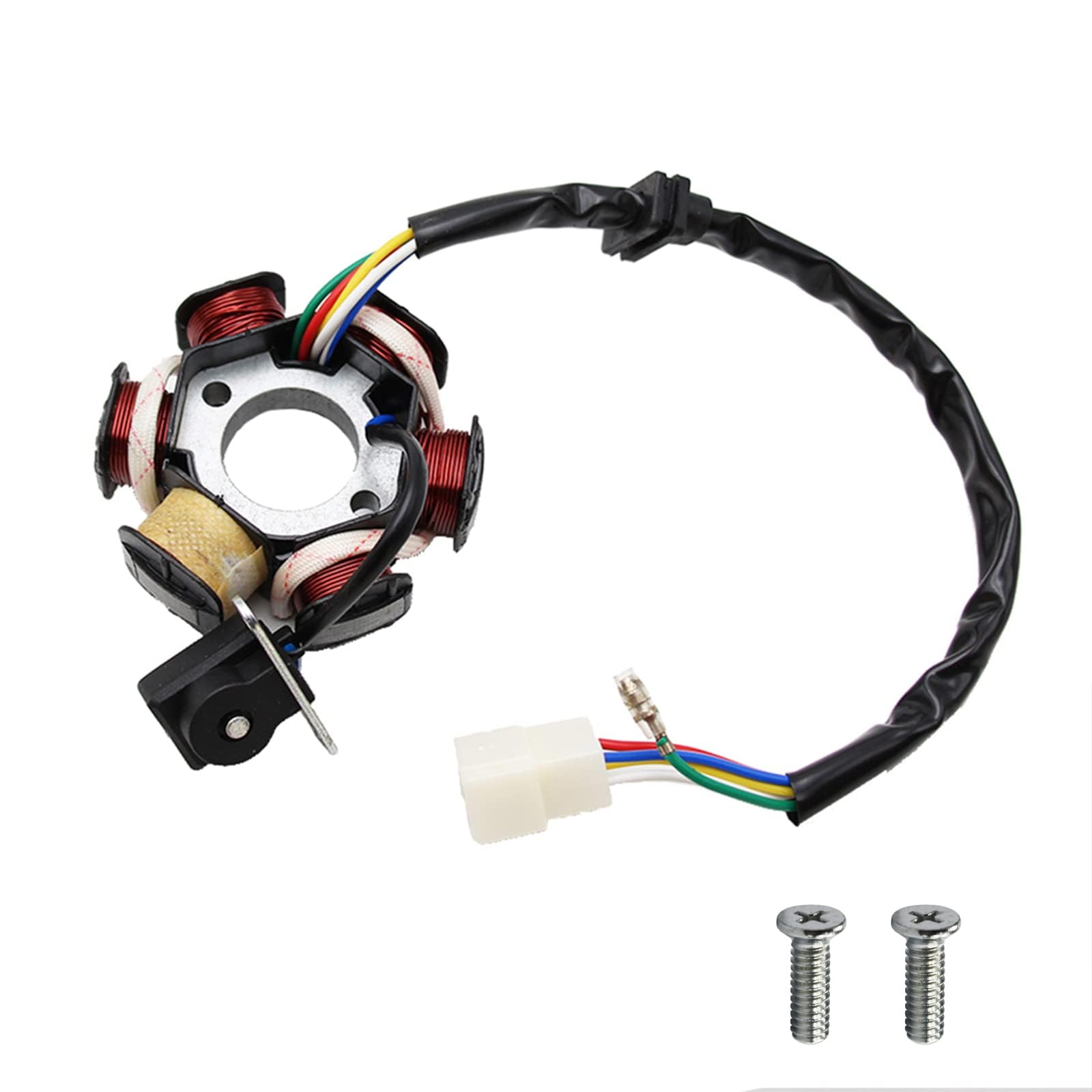 Pro Bat 6 Coils 5 Wires Stator Magneto Atv Magneto Stator Plate With Male Plug For 50Cc 70Cc 90Cc 110Cc 125Cc Engine Chinese Scooter Dirt Bike Taotao Sunl Roketa
