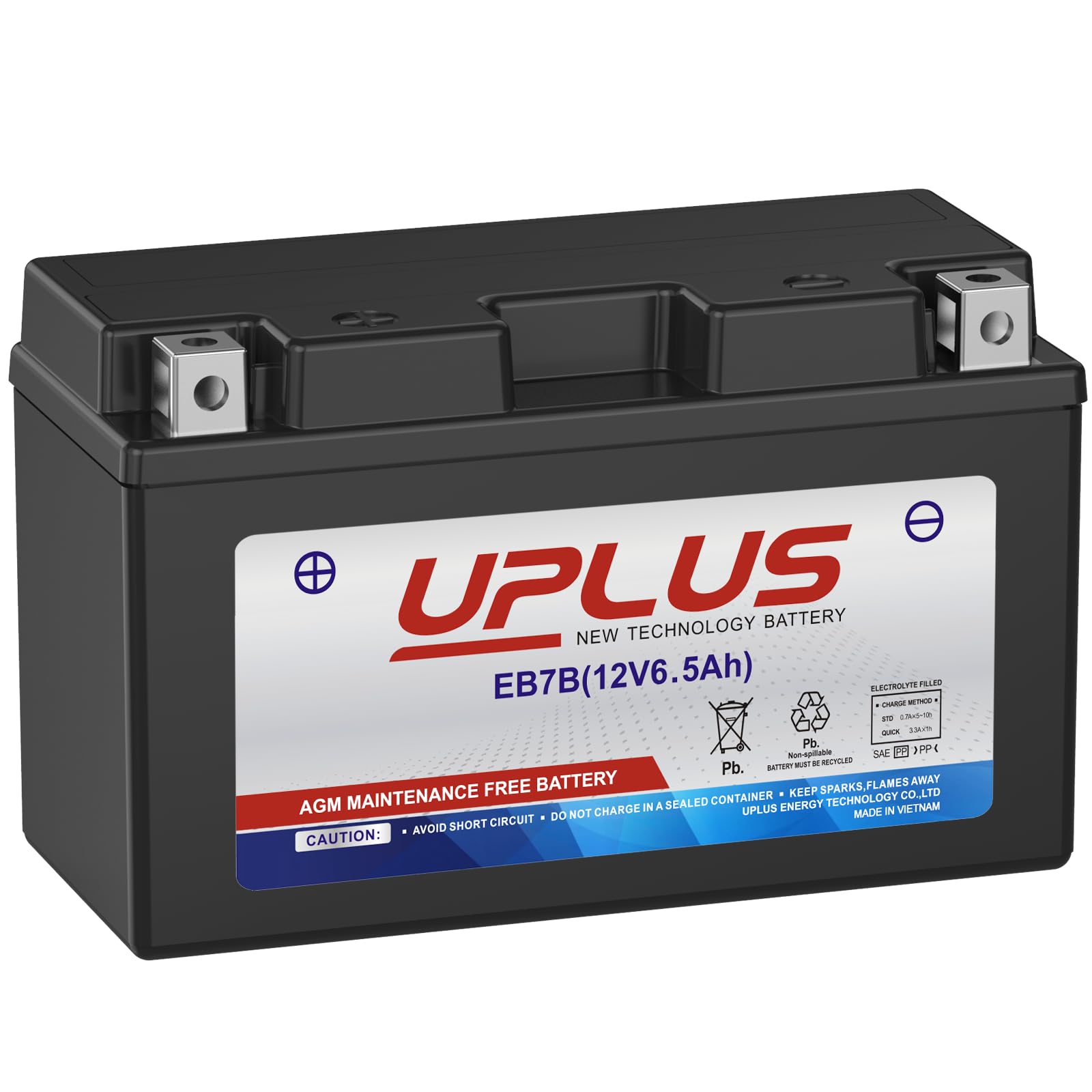 YT7B-BS UPLUS Motorcycle Battery EB7B-4 ATV Scooter ATV AGM Battery Maintenance Free Compatible with Yamaha CAN-AM Ducati Kawasa