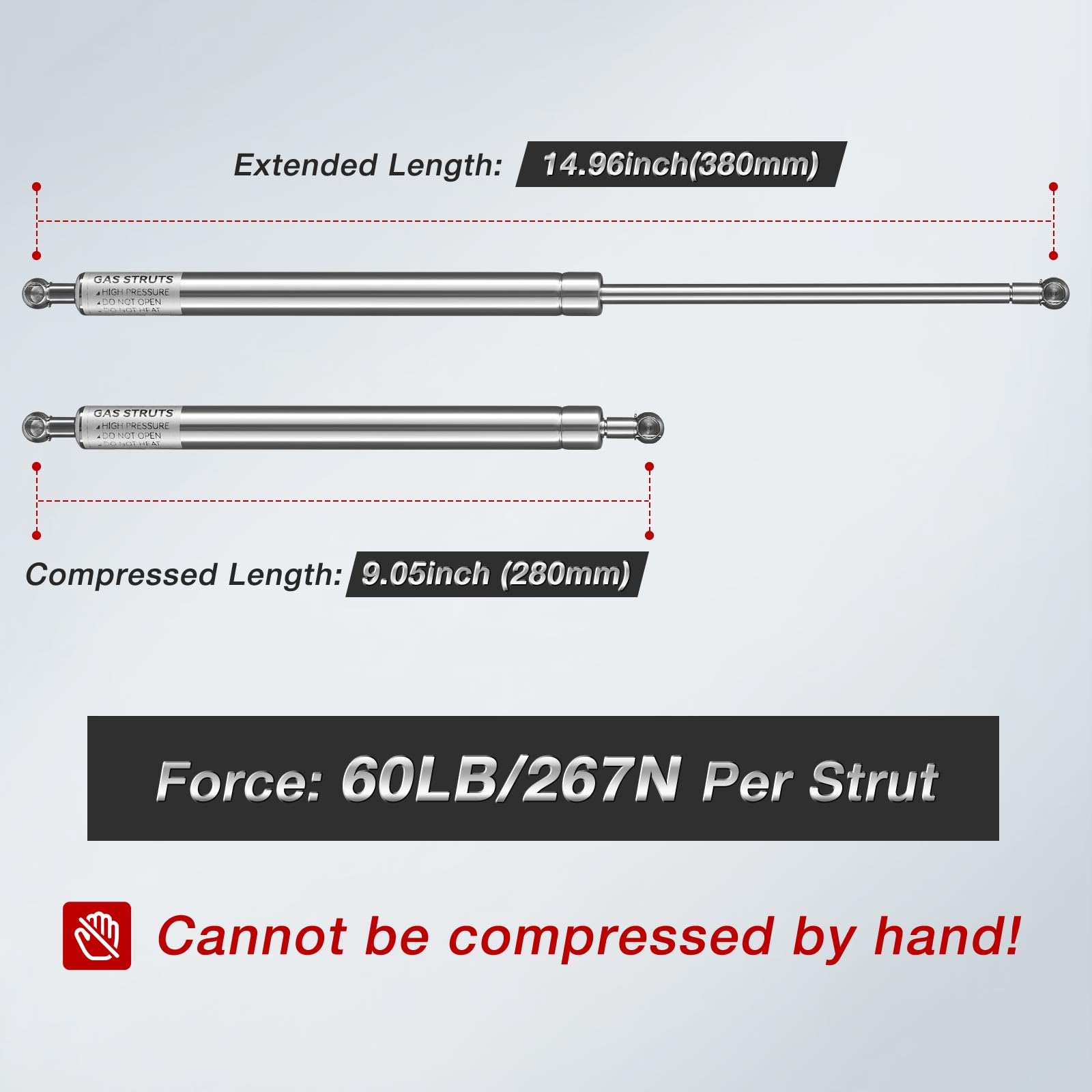 Vepagoo 15 Inch 60Lb/267N Stainless Steel Marine Grade Lift Support For Boat Locker Door Leer Camper Shell Topper Rear Window, C