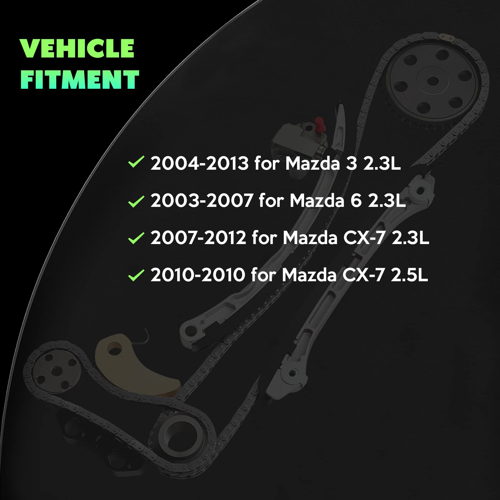 Scitoo L3K9-11-316 L3K9-14-143 Engine Timing Chain Kit Sets Replaces For Mazda 36Cx-7 2.3L 2.5L