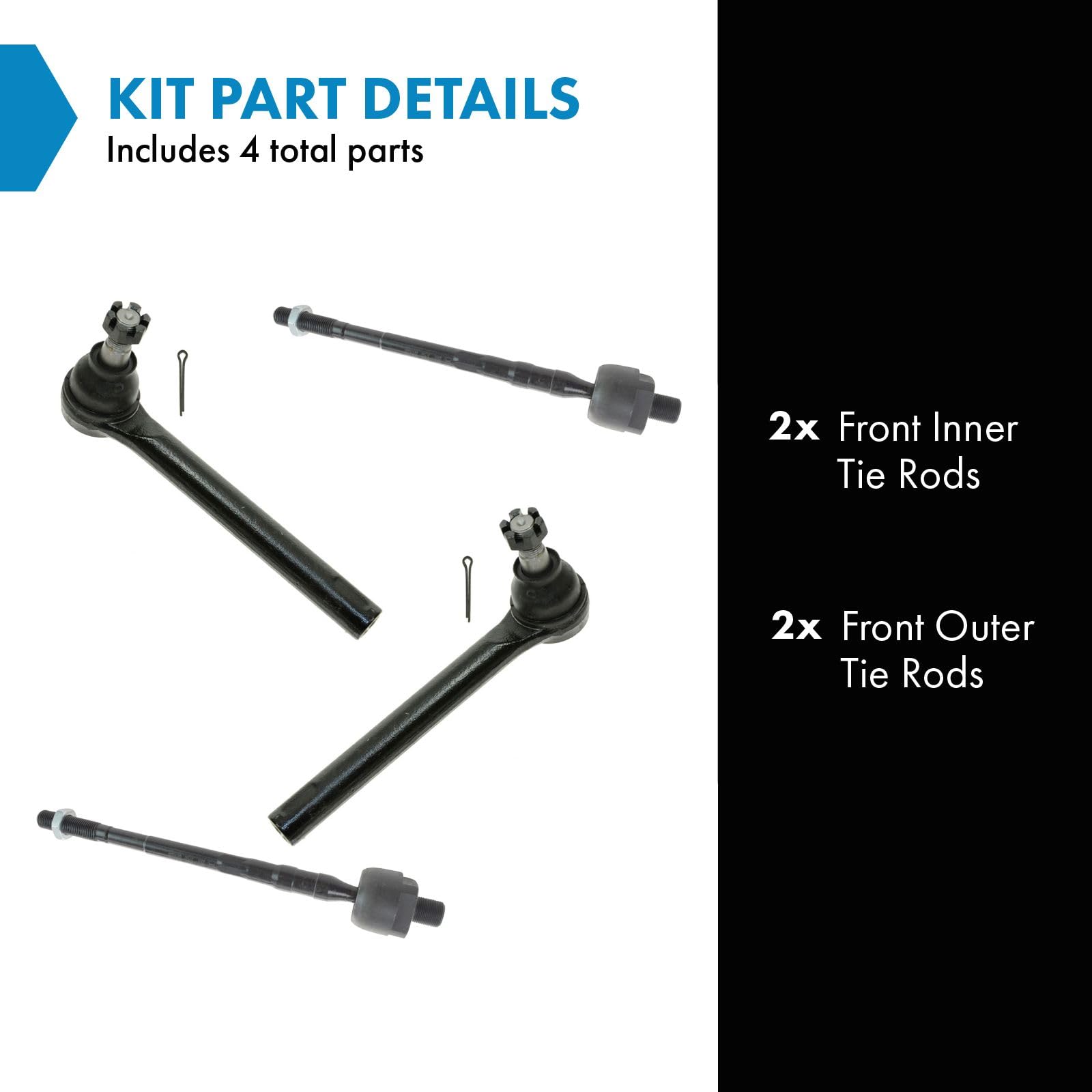 Trq Front Tie Rod Set Compatible With 2005-2007 Nissan Murano