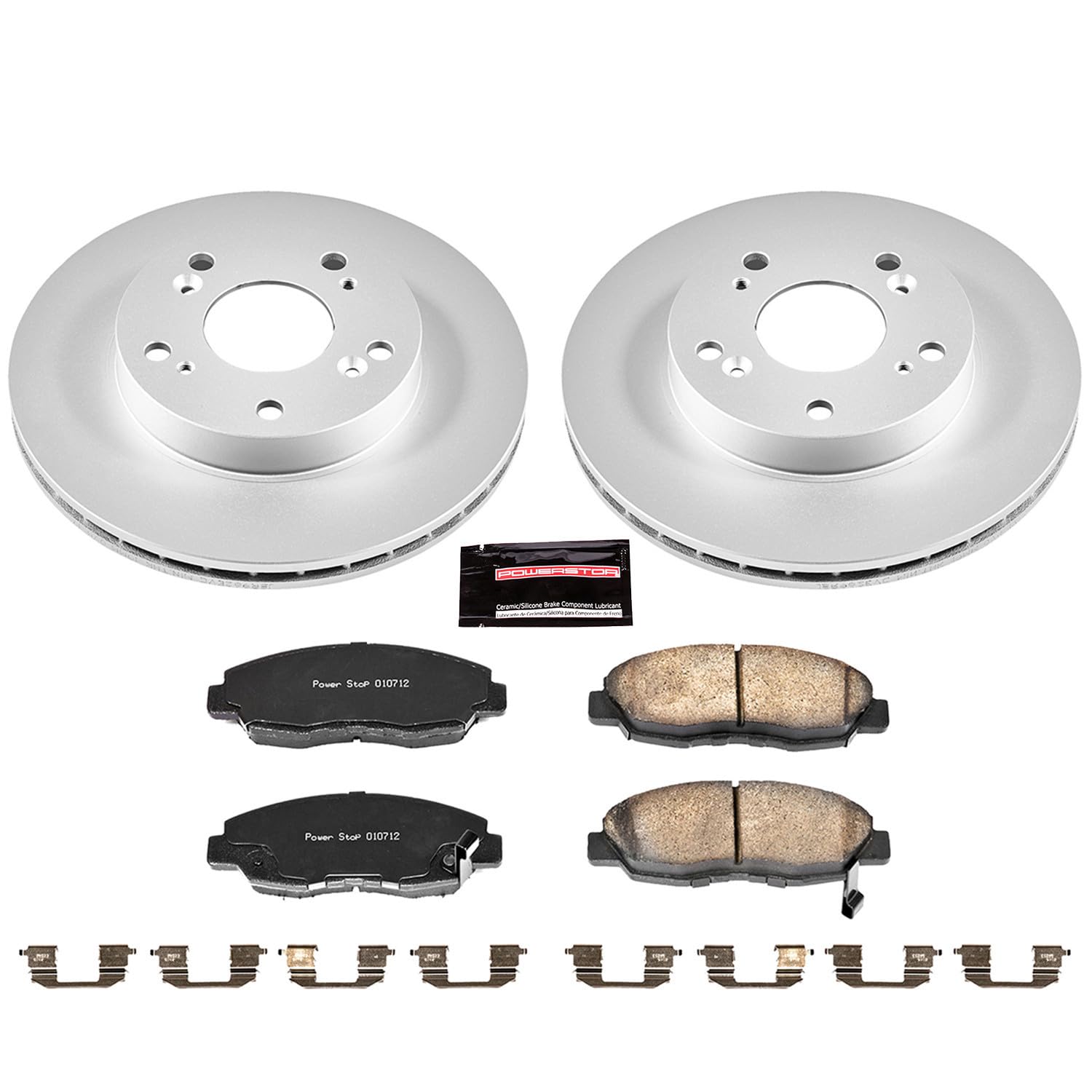 Power Stop Crk2384 Coated Brake Rotor & Ceramic Brake Pads- Front For Honda Civic 2006-2011 [Model Specific]