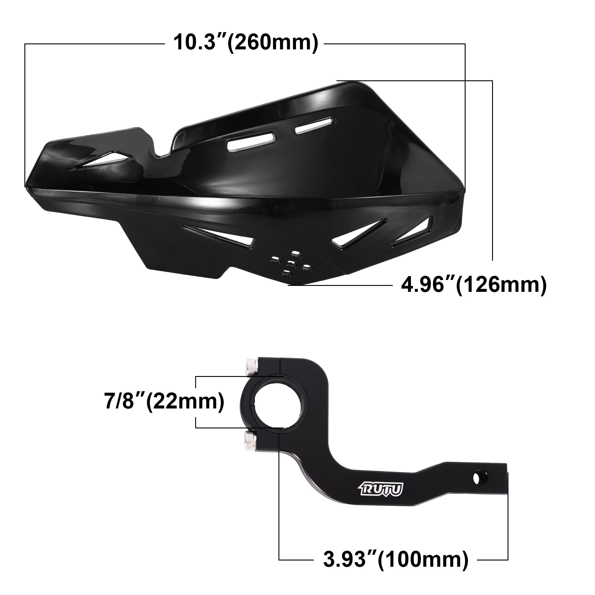 RUTU 7/8'' 22mm and 1 1/8'' 28mm Universal Motorcycle Hand Guards with CNC Bracket for Dirt Bikes Off-Road ATV Motorcross Enduro