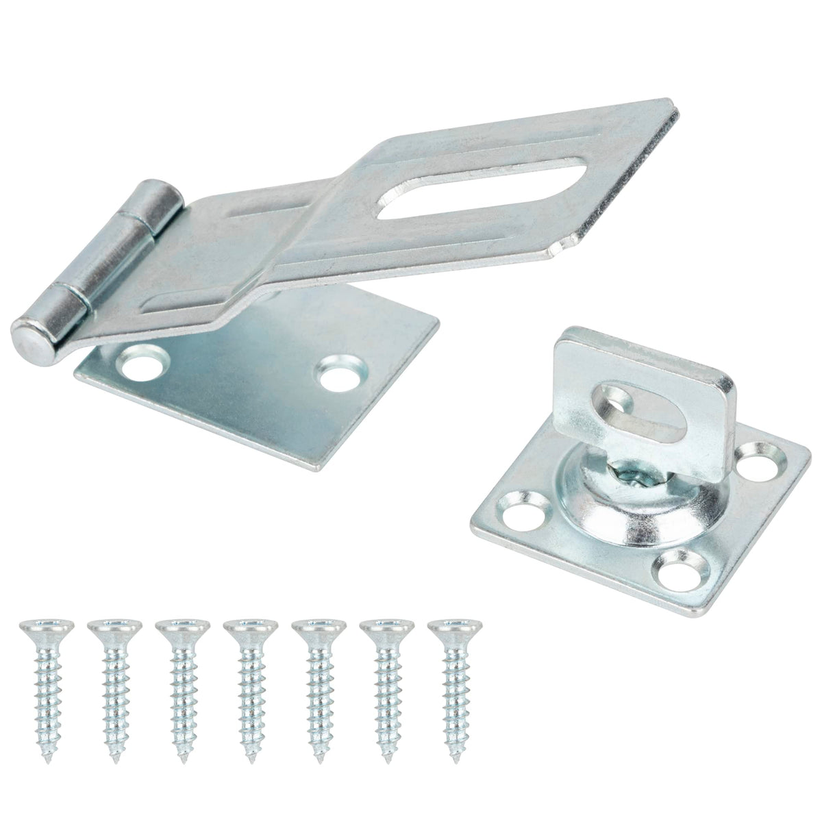 Sankins 4-1/2' Swivel Staple Safety Hasps, Gate Door Hasp Latches Safety Packlock Clasp Locking With Twist Knob For Fence, Gate, Cabinet, In Zinc Plated, 2 Pack