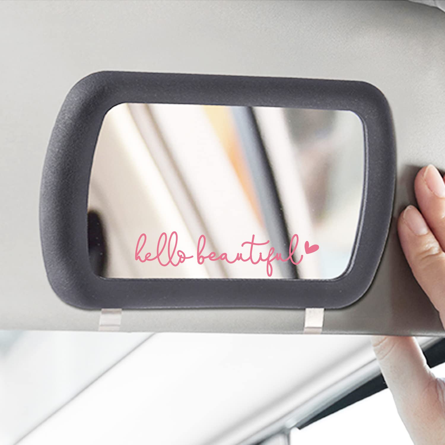3X Hello Beautiful Rearview Mirror Decal, Vanity Mirror Stickers, Rear View Mirror Vinyl Decal, Car Accessories Gifts, Water Bot