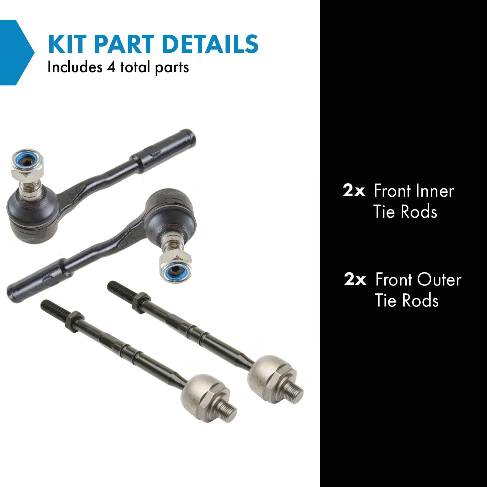 Trq 4 Piece Kit Inner & Outer Tie Rod Ends Lh & Rh For Mercedes Benz Cl S Sl Class