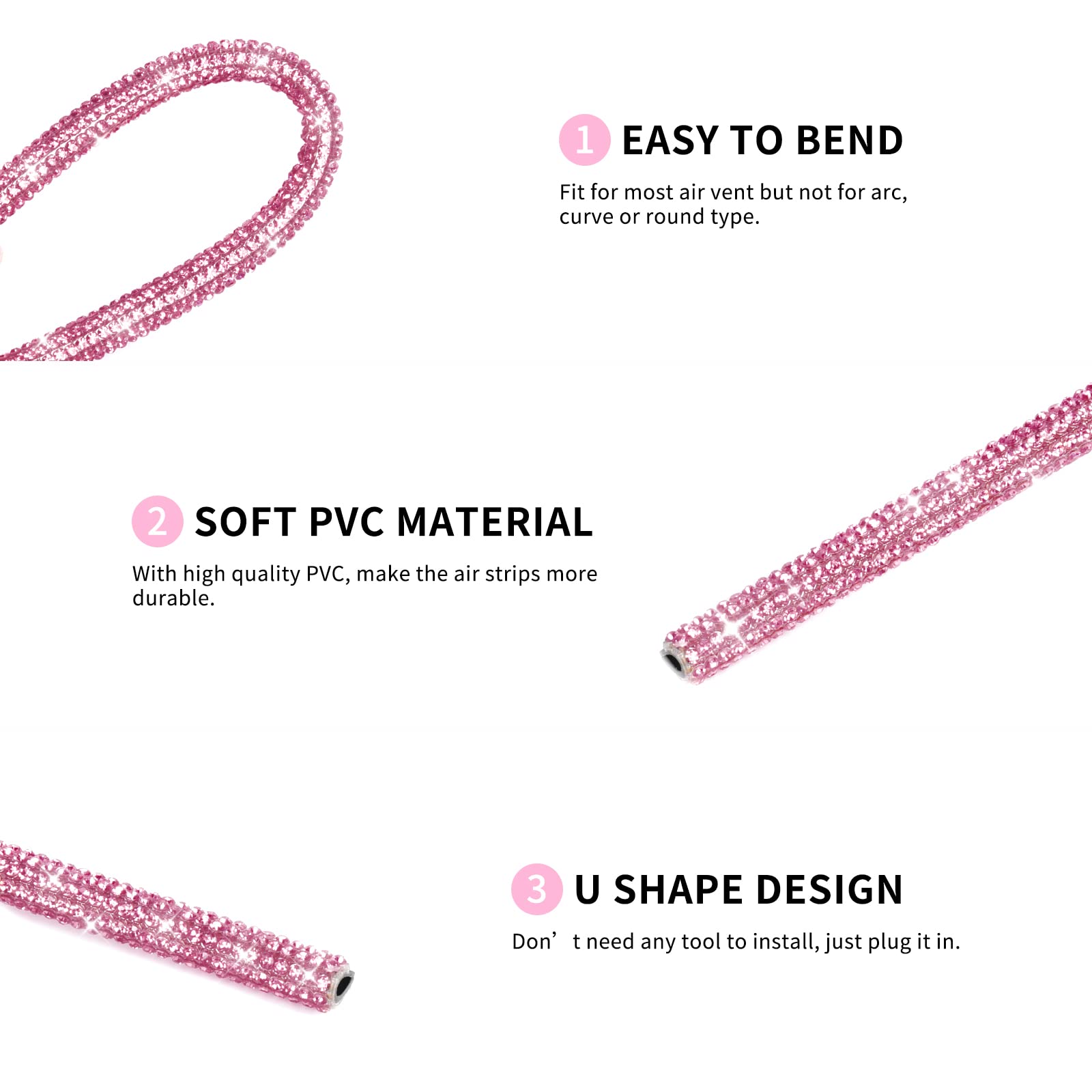 Insauto Bling Car Accessories For Women,Bling Car Air Vent Outlet Trim, 10Pcs Rhinestone Car Air Conditioner Vent Decoration Str