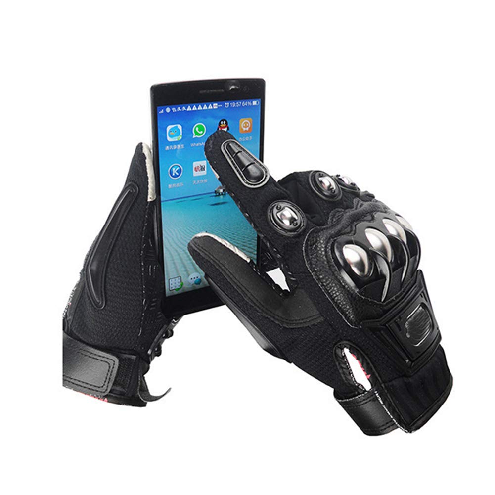 Oubaiya Steel Outdoor Knuckle Motorcycle Motorbike Powersports Safety Gloves (Large, Black)