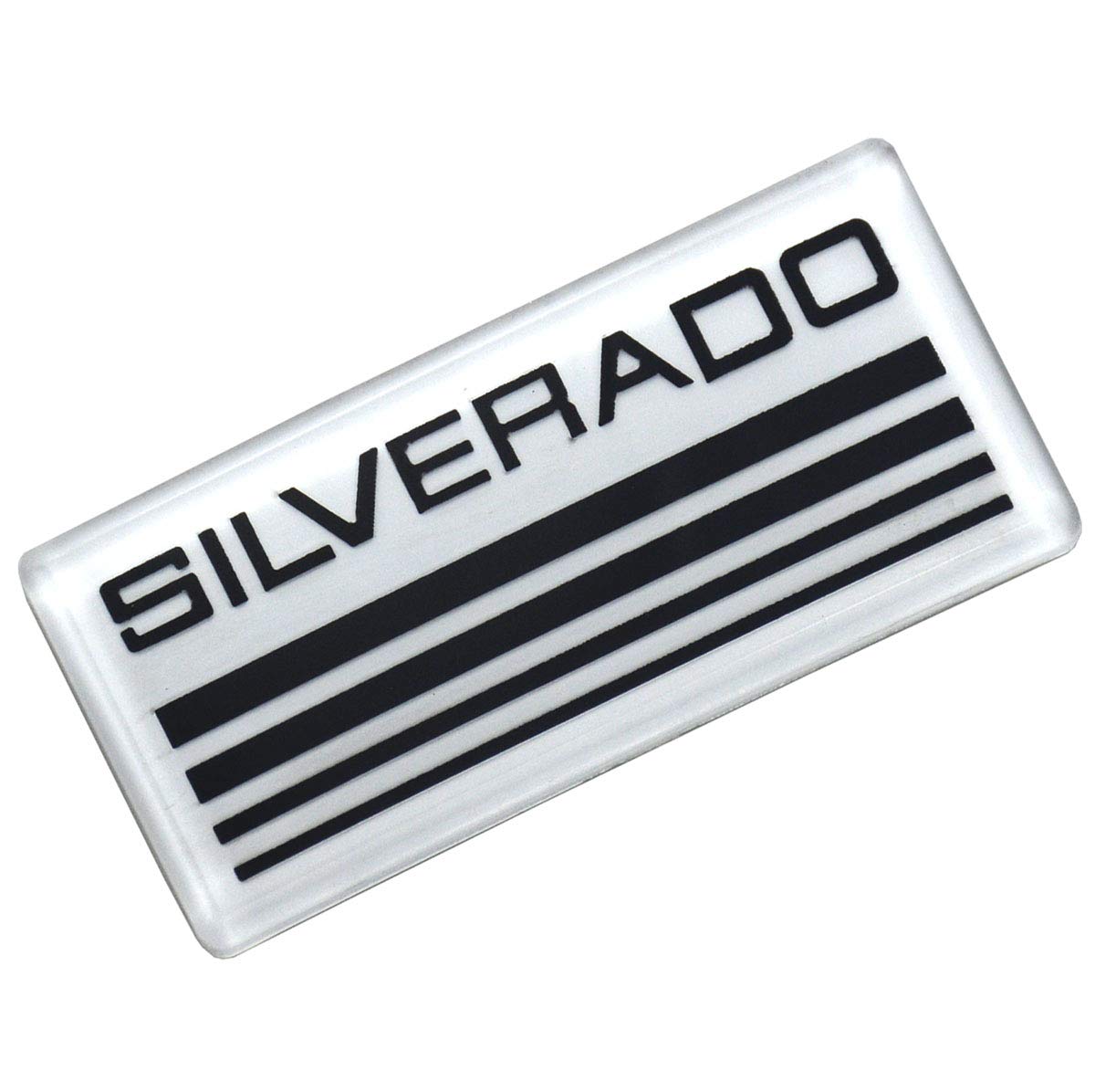 2X Silverado Emblem Badge 3D Sticker Replacement For Chevy Suburban Silverado (Black/White)
