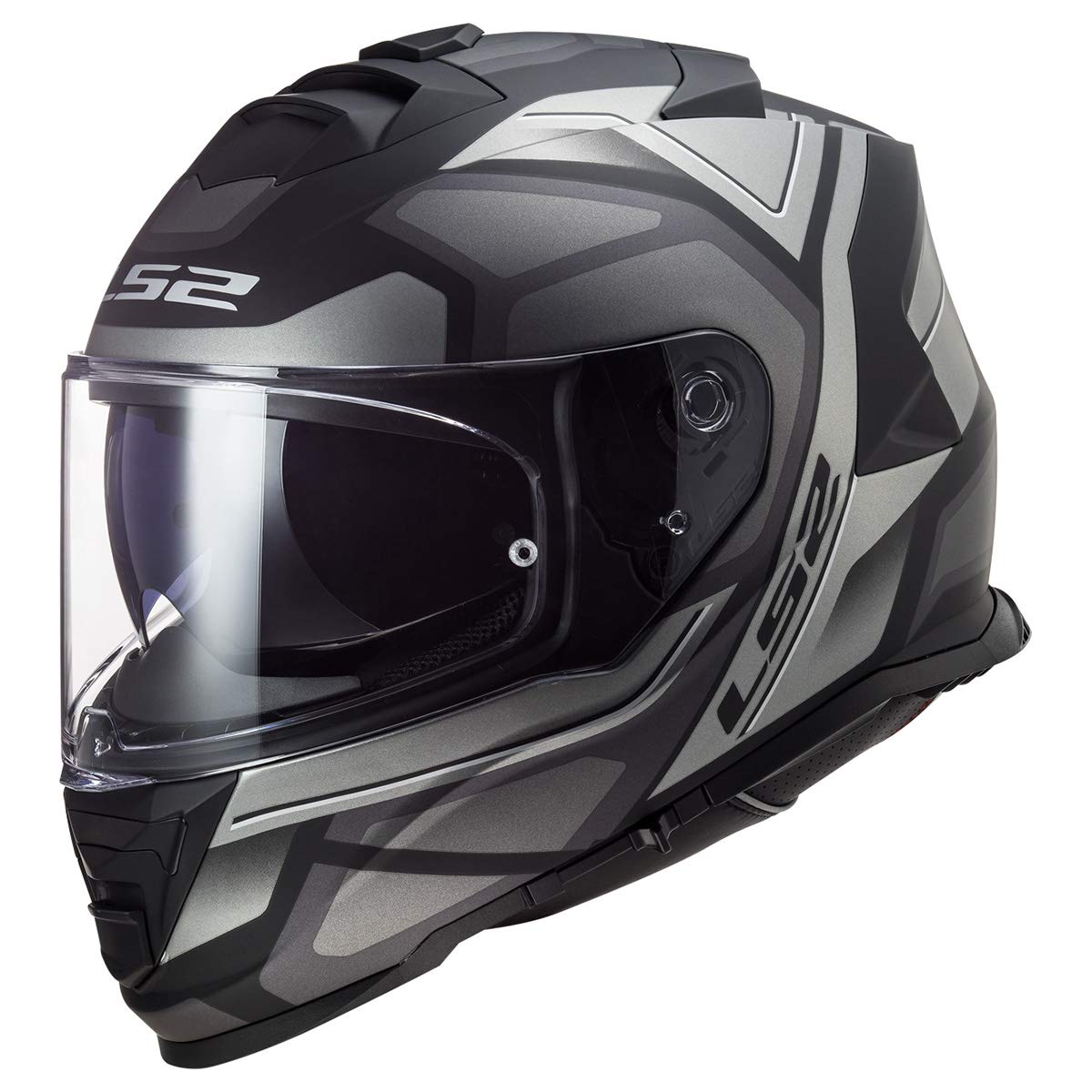 Ls2 Helmets Assault Full Face Motorcycle Helmet W/Sunshield (Petra Matte Black/Graphite/Gray - X-Small)