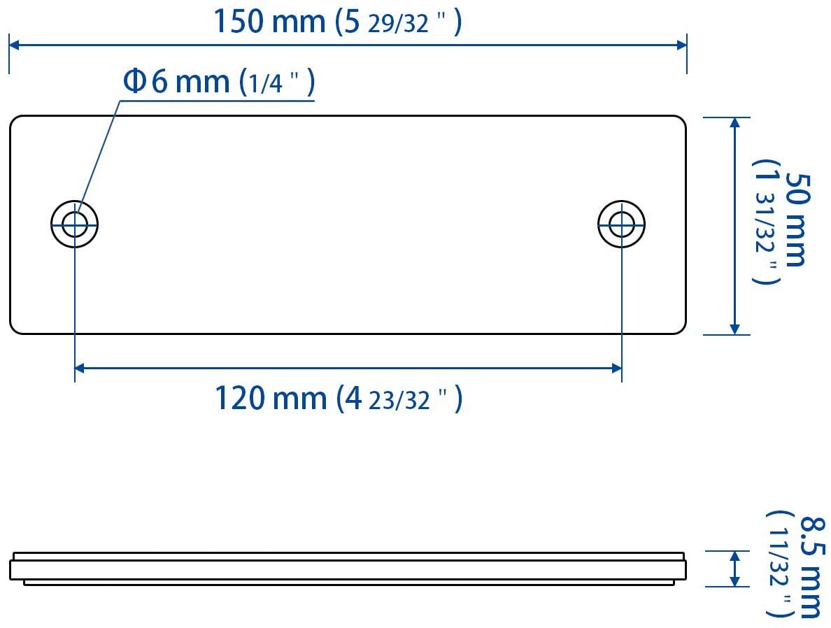 All Star Truck Parts] 10x Amber Class A 150mmx50mm (6''x2'') Rectangular Reflector Screw Mount 10 Pack for Trailers Trucks Autom