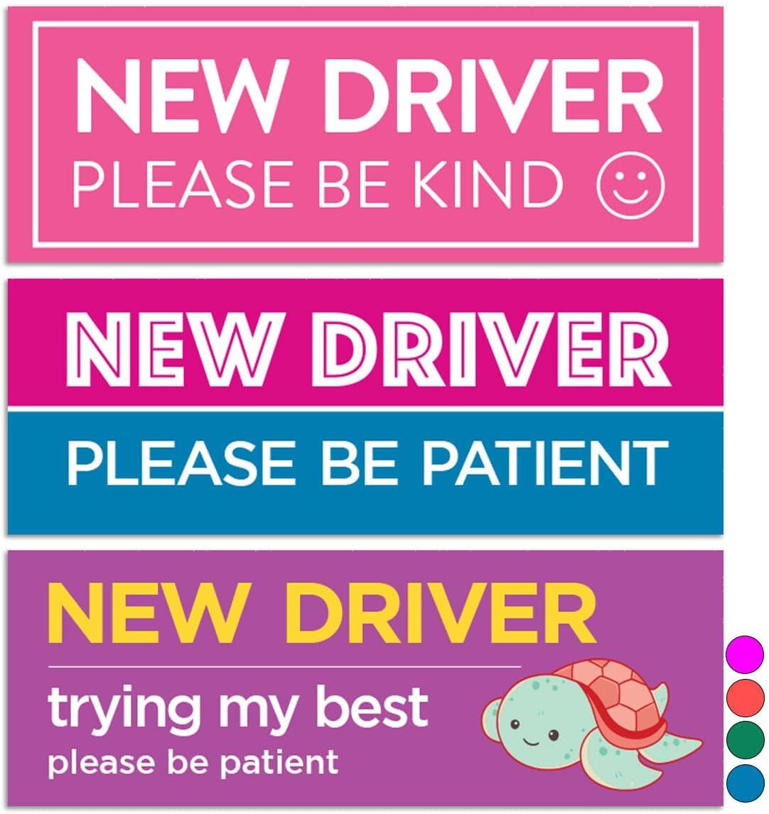 Rio Salto 3-Pack Large Non-Reflective New Driver Car Magnet Please Be Patient Magnet Permit Student Driver Magnets Cool Prank Ro