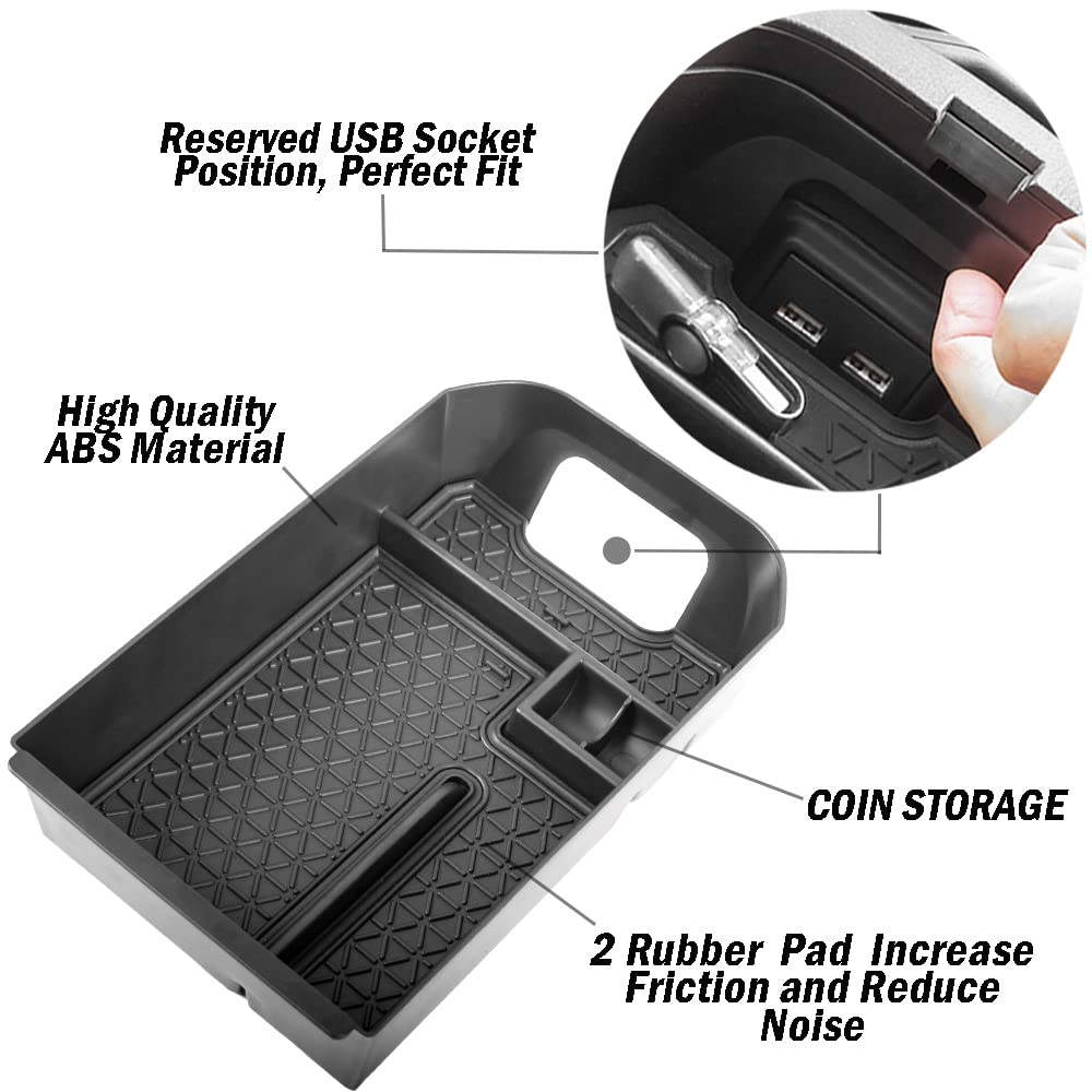 Tacorbo Center Console Organizer Compatible With Toyota Rav4 2019 2021 2020 2022 2023 2024 2025 And 2021-2024 2025 Rav4 Prime Accessories, Armrest Secondary Storage Box Insert Tray, Black Trim