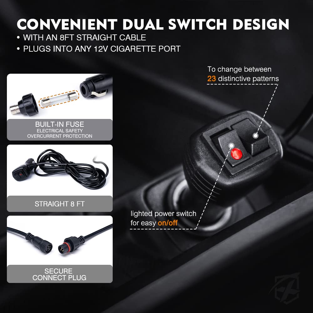 Xprite White/Red LED Dual Visor Strobe Flashing Lights, Windshield Sunshield Hazard Warning Light for Law Enforcement Emergency