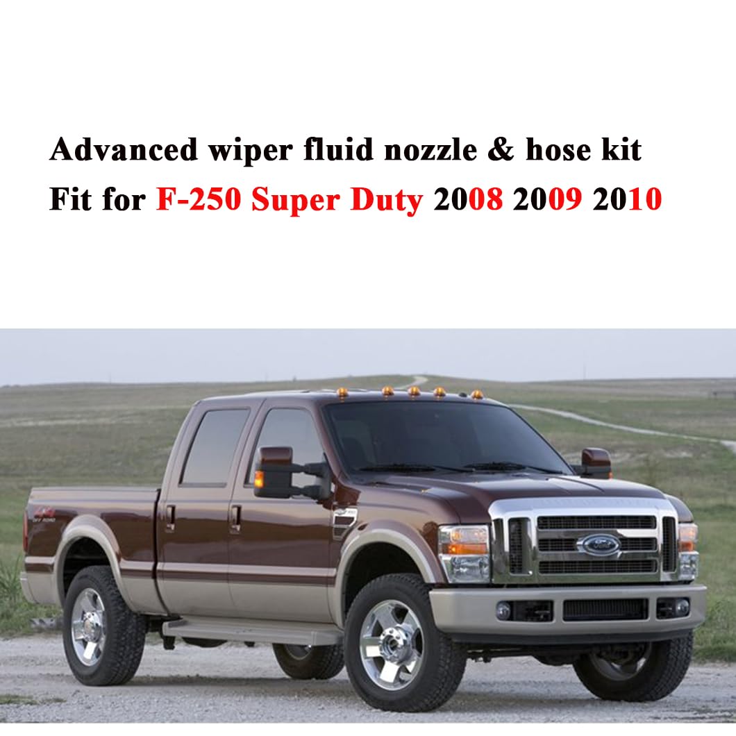 7C3Z-17K605-A Wiper Fluid Nozzle Hose Kit Fit for 2008 2009 2010 Ford Super Duty F-250 F-350 F-450 F-550 Windshield Washer Jet N