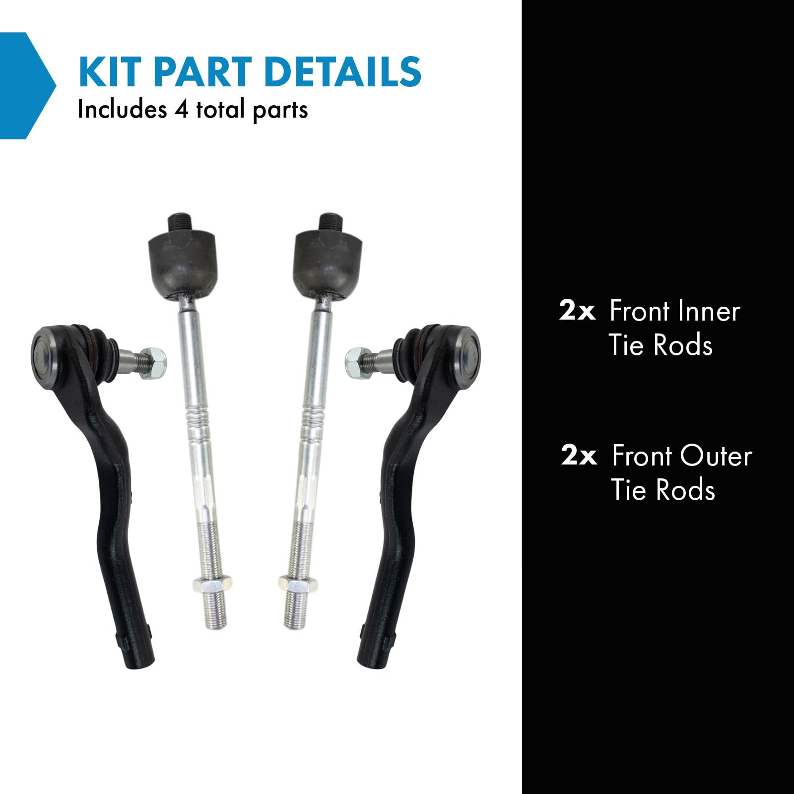 Trq Front Tie Rod Set Compatible With 2009-2014 Mercedes-Benz Cl550 2012-2013 S350 2007-2013 S550