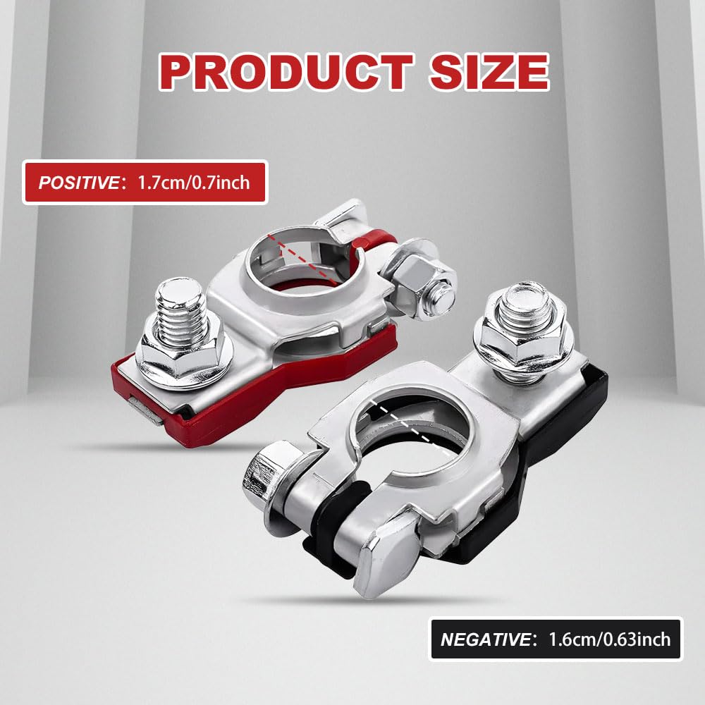 Hevle 4Pcs Battery Terminals For Nissan, 243407F000 243407F001 Battery Terminal Connector, Top Post Batteries Connectors With Pl