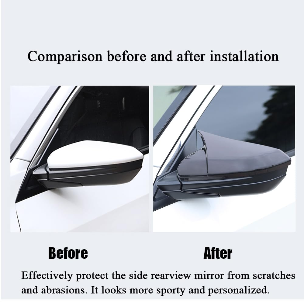 Rifoda for Civic car Door Side Mirror Cover Trims ABS Material for Honda 10th gen Civic 2016 2017 2018 2019 2020 2021-Bright Bla