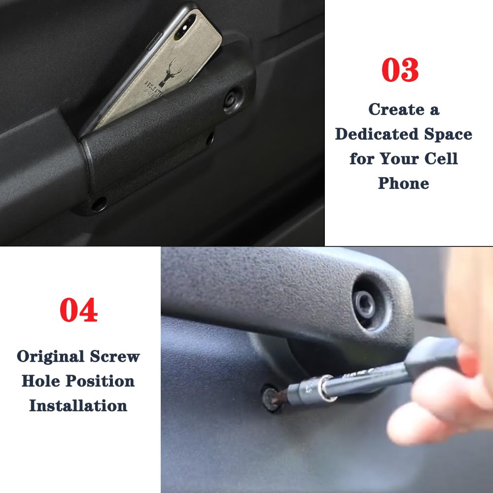 Junleli Door Handle Storage Box Grab Tray Phone Holder Organizer Container For Suzuki Jimny 2019 2020 2021 2022 2023 Black Car Interior Accessories