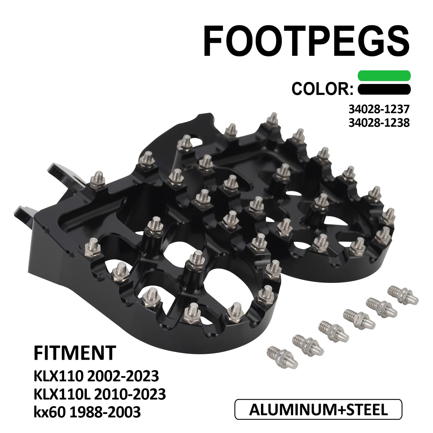 AnXin Dirt Bike Foot Pegs Motorcycle Footpegs Foot Pedals Rests CNC for KLX 110 KLX110 2002-2023 KLX110L 2010-2023 KX60 1998-200