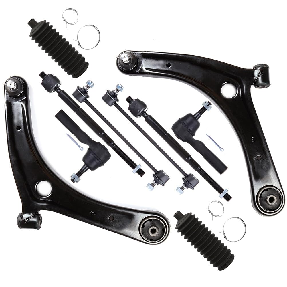 Scitoo 10Pcs Front Suspension Kit Lower Control Arm And Ball Joint Sway Bar Link Outer Inner Tie Rod End W/Boot For 2007-2012 For Dodge Caliber 2007-2017 For Jeep Compass 2007-2017 For Jeep Patriot