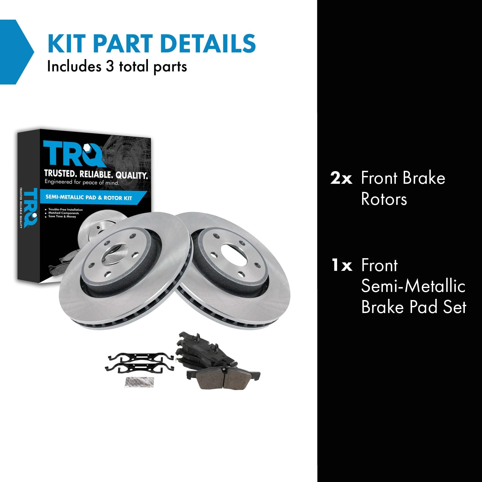 Trq Brake Pad & Rotor Kit Semi-Metallic Front Compatible With 2011-2016 Dodge Durango Jeep Grand Cherokee