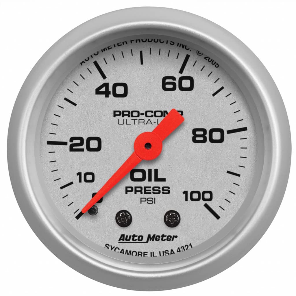 AutoMeter Oil Pressure Gauge | Mechanical | Ultra-Lite | 52mm | 0-100 PSI