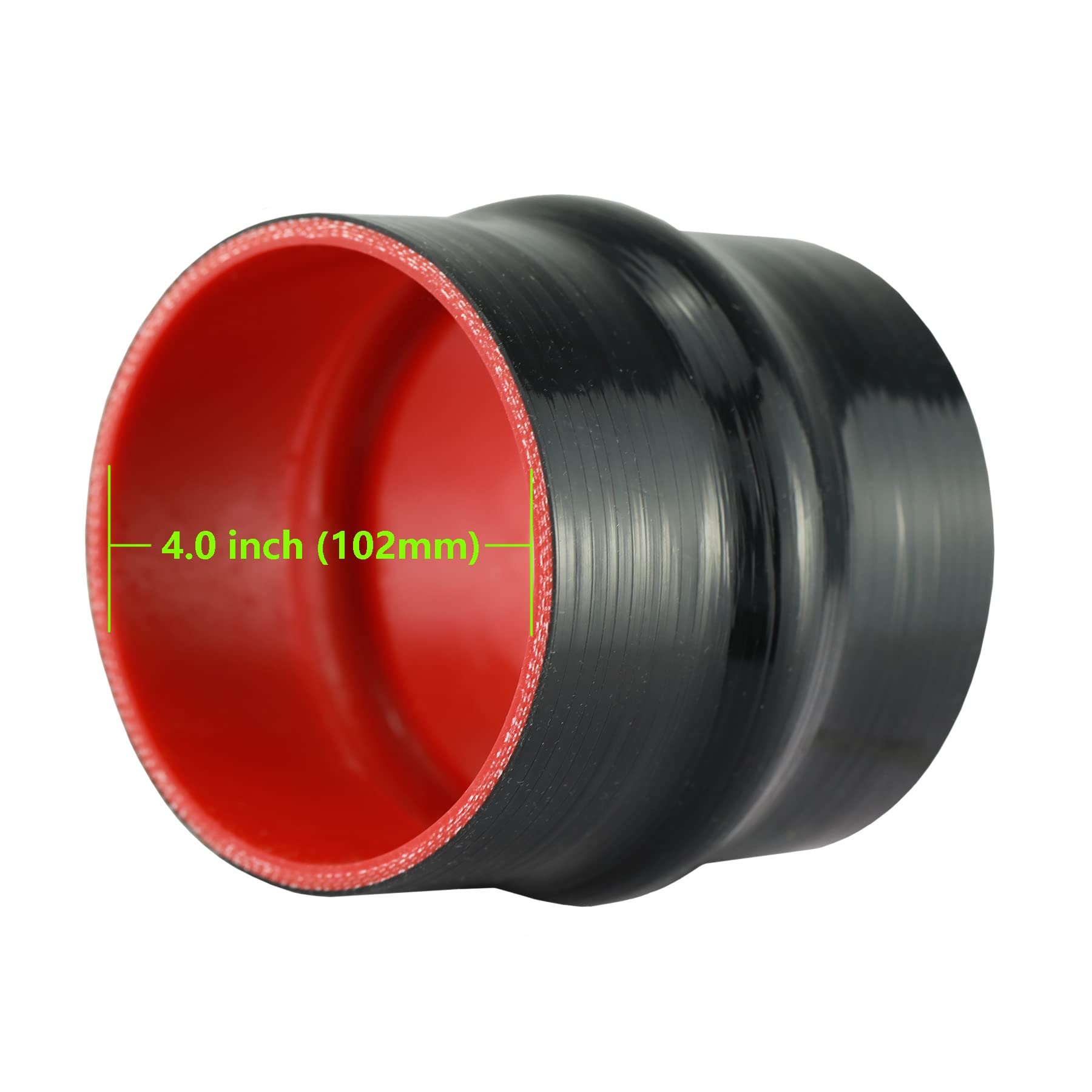 Ucreative 4'' Length Hump Black Silicone High Temperature 4-Ply Reinforced Straight Hump Coupler Hose With T-Bolt Clamp Id: 4.0 (102Mm)