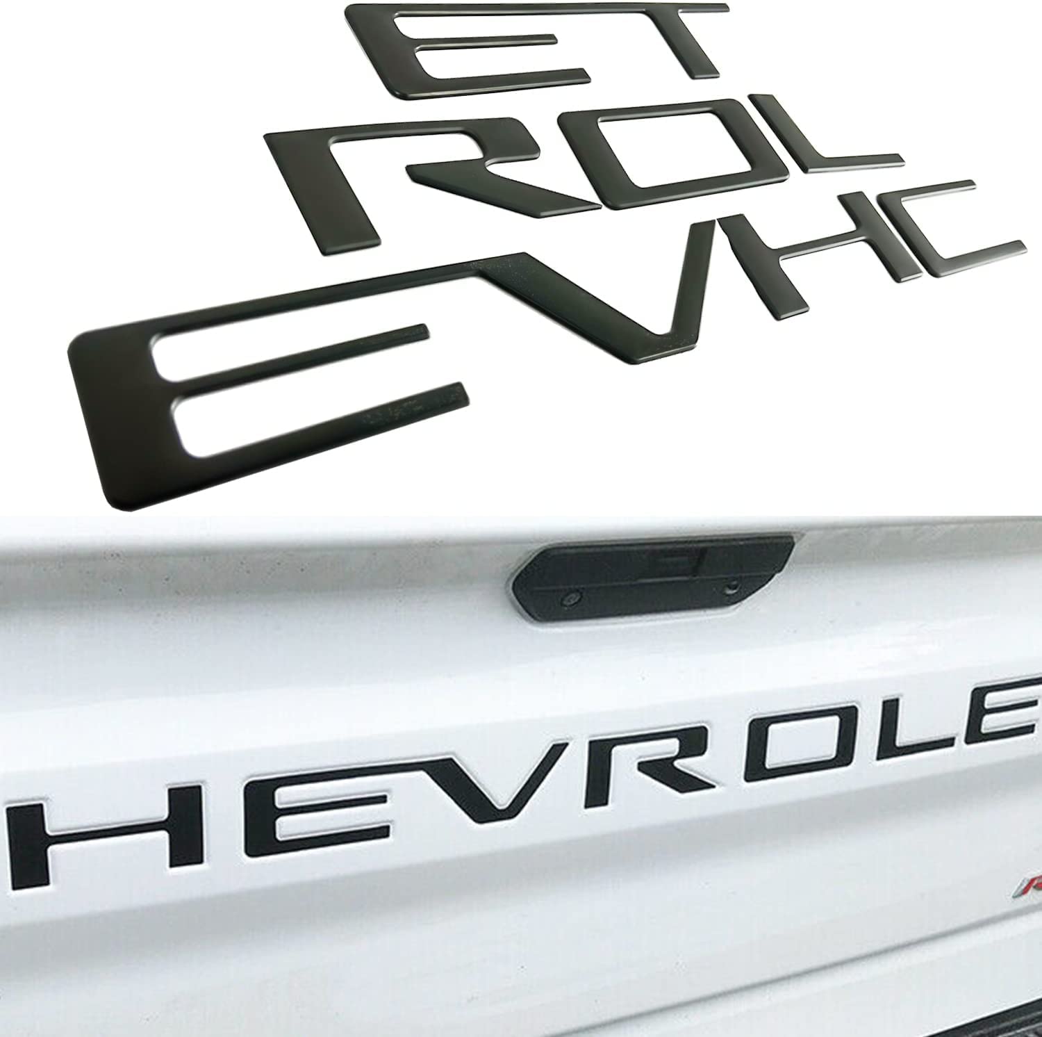 Tailgate Insert Letters -3D Raised Tailgate Letters Compatible With 2019 2020 Silverado Models (Matte Black)