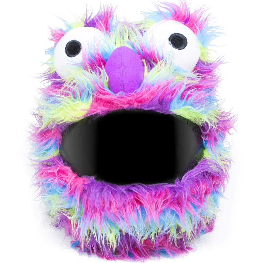 Moto Loot Helmet Cover for Motorcycle Helmet, Fun Rides and Gifts (Cover Only. Helmet Not Included) - Rainbow Long Fur