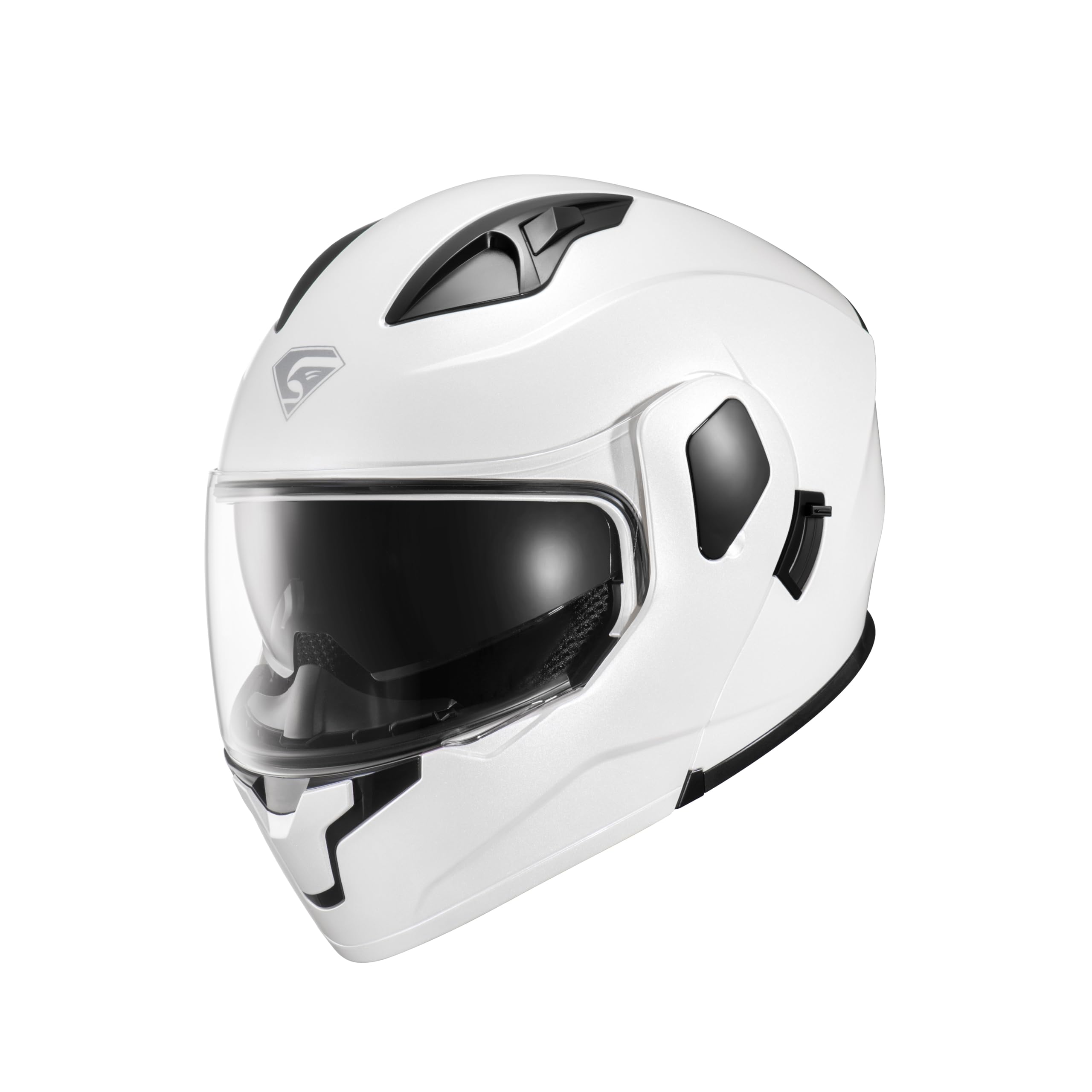 Kypara Motorcycle Dual Visor Flip Up Modular Full Face Helmet With Dot Certification Of Impressionism (White Pearl, L)