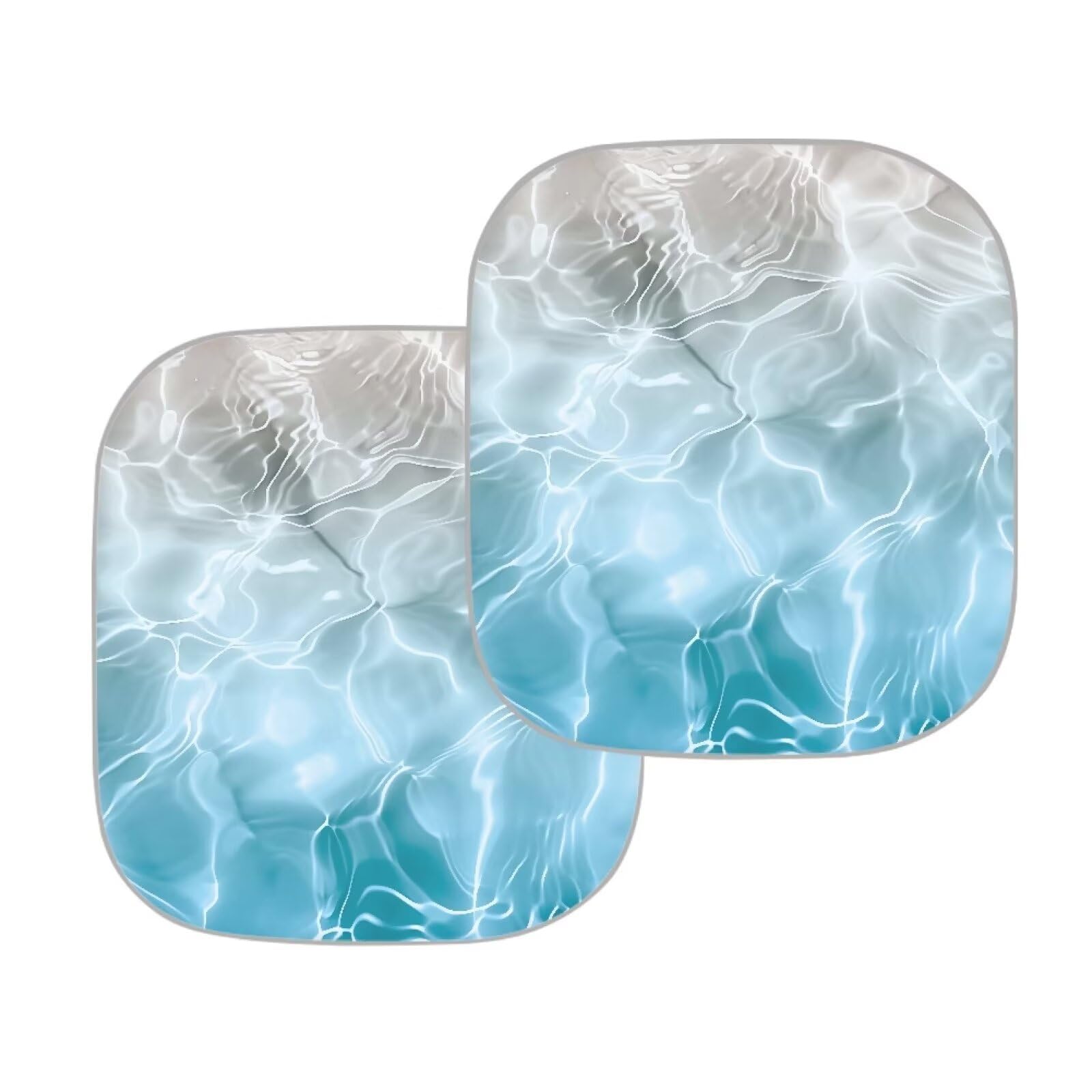Huisefor Blue Ocean Car Windshield Sunshades For Front Window Water Wave Window Sun Shades Foldable 2-Piece Car Sun Shades Block
