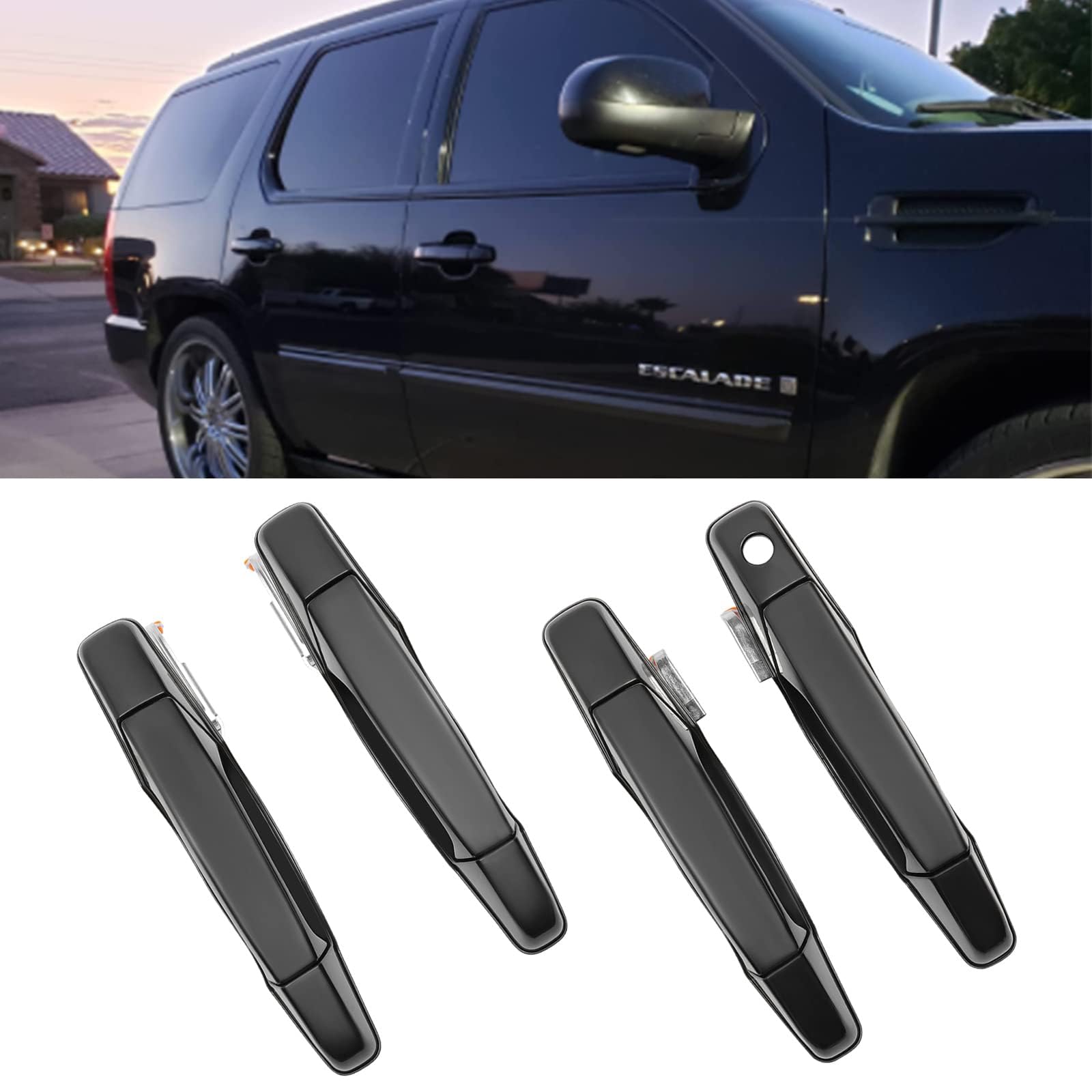 Exterior Door Handle Set, Compatible With 2007-2013 Chevy Silverado Suburban Tahoe Avalanche, Gmc Sierra Yukon, Cadillac Escalad
